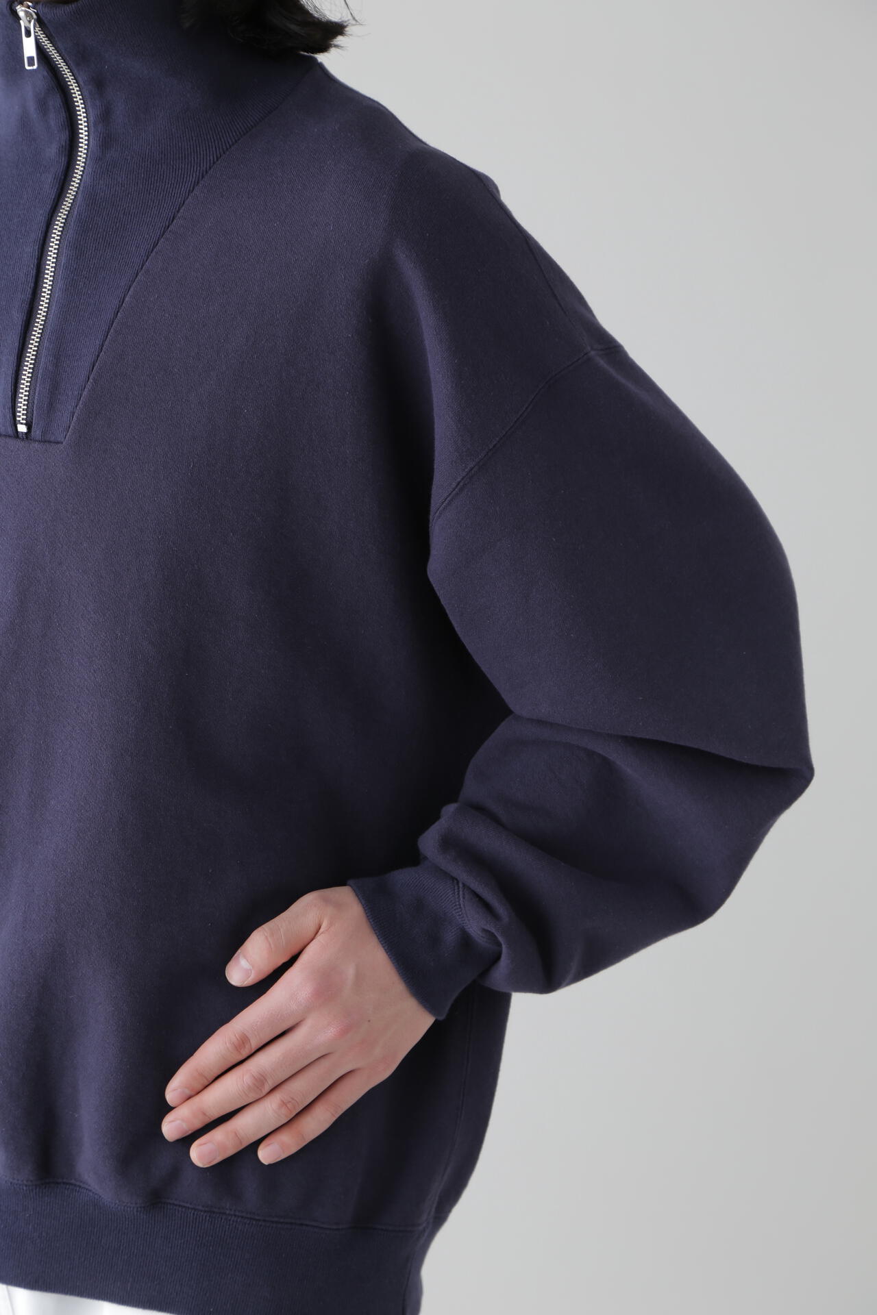 Y / ORGANIC COTTON BLEND HEAVY WEIGHT FLEECE HALF ZIP