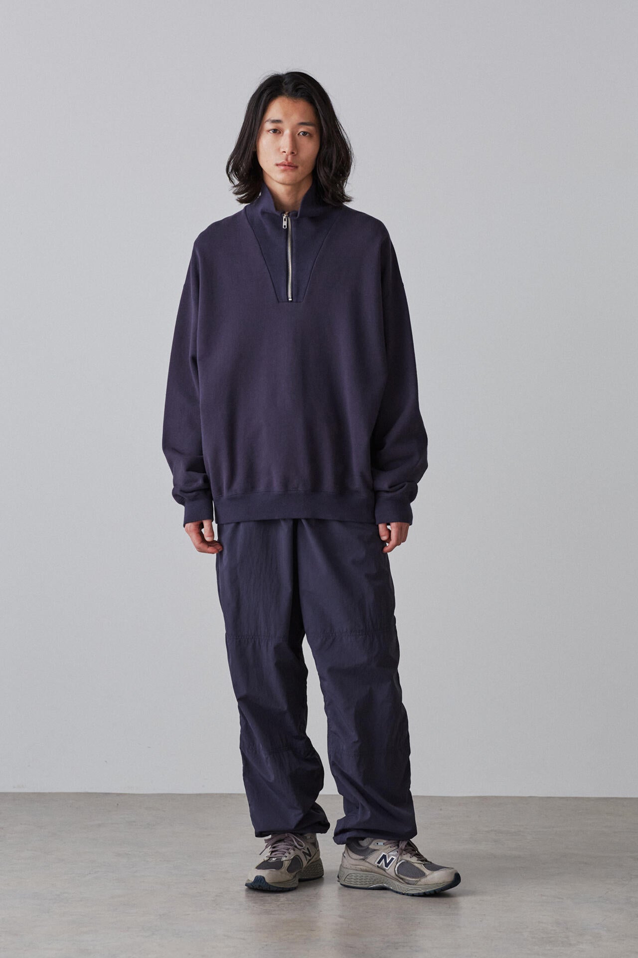 Y / ORGANIC COTTON BLEND HEAVY WEIGHT FLEECE HALF ZIP