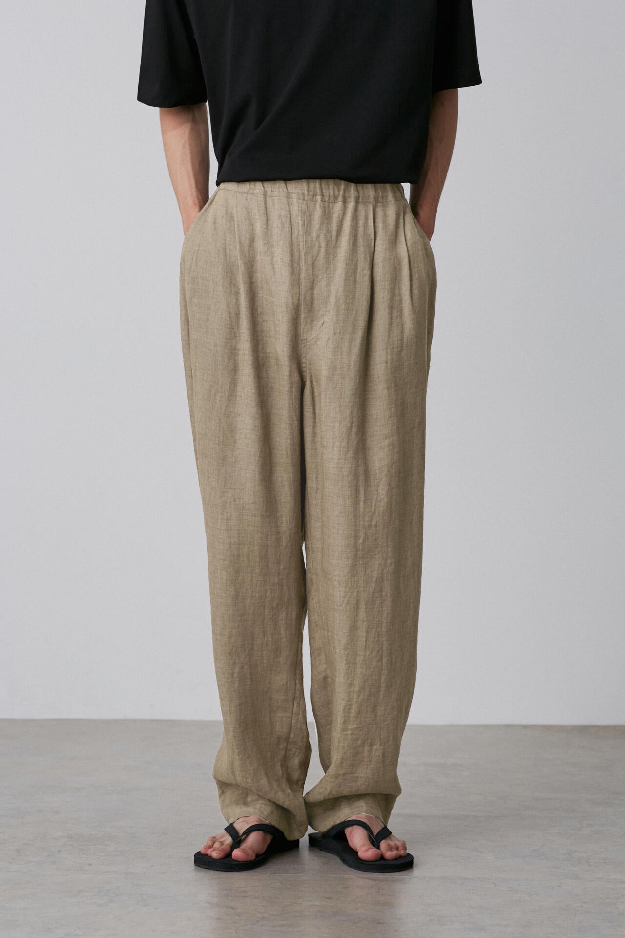 YLEVE / LINEN POPLIN TROUSERS
