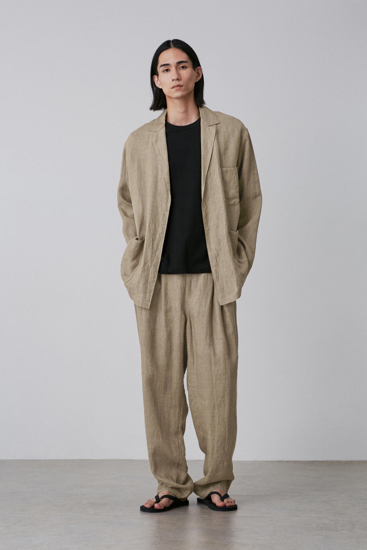 YLEVE / LINEN POPLIN TROUSERS