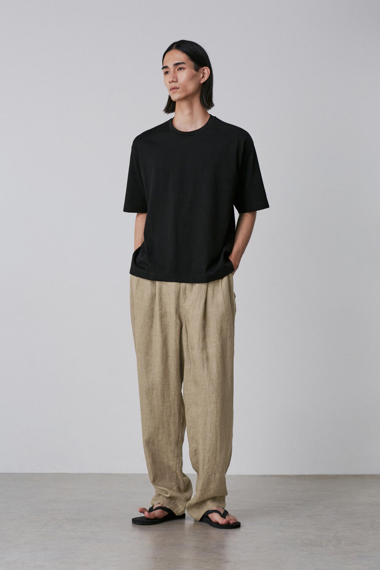 YLEVE / LINEN POPLIN TROUSERS
