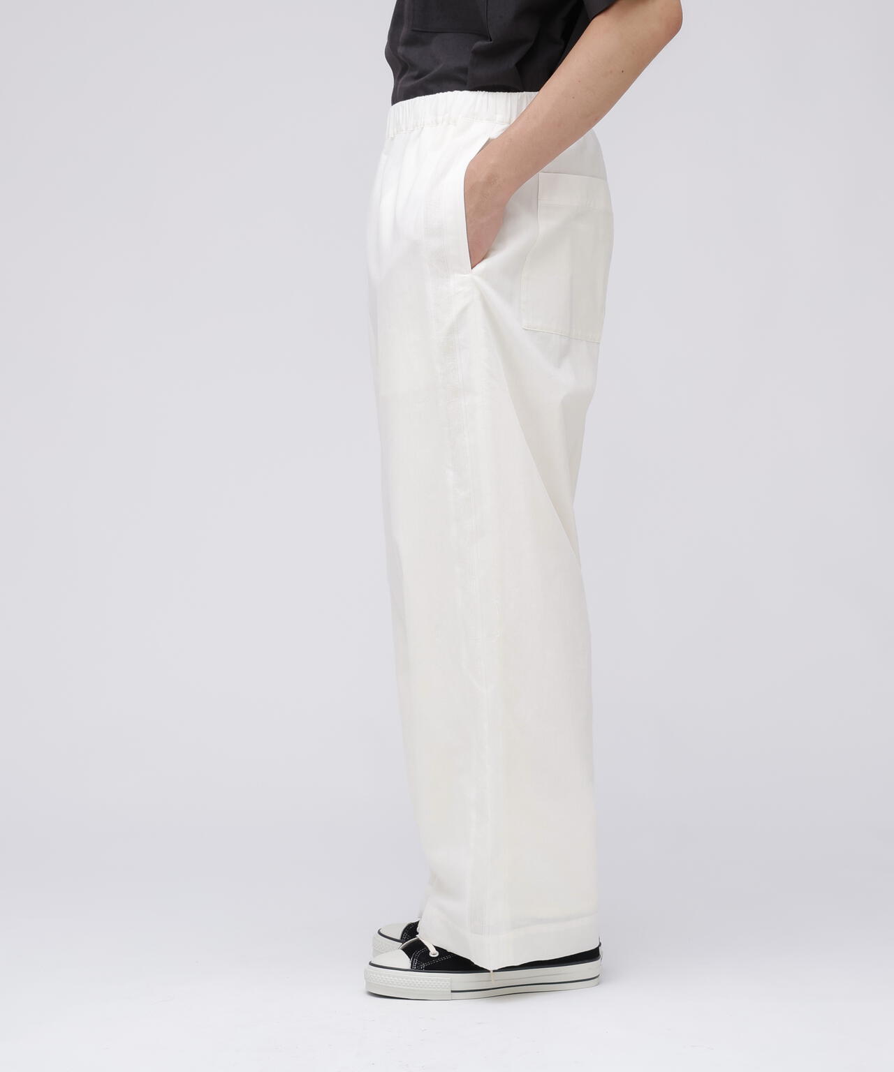 YLEVE / DOBBY STRIPE CHAMBRAY EASY TROUSERS