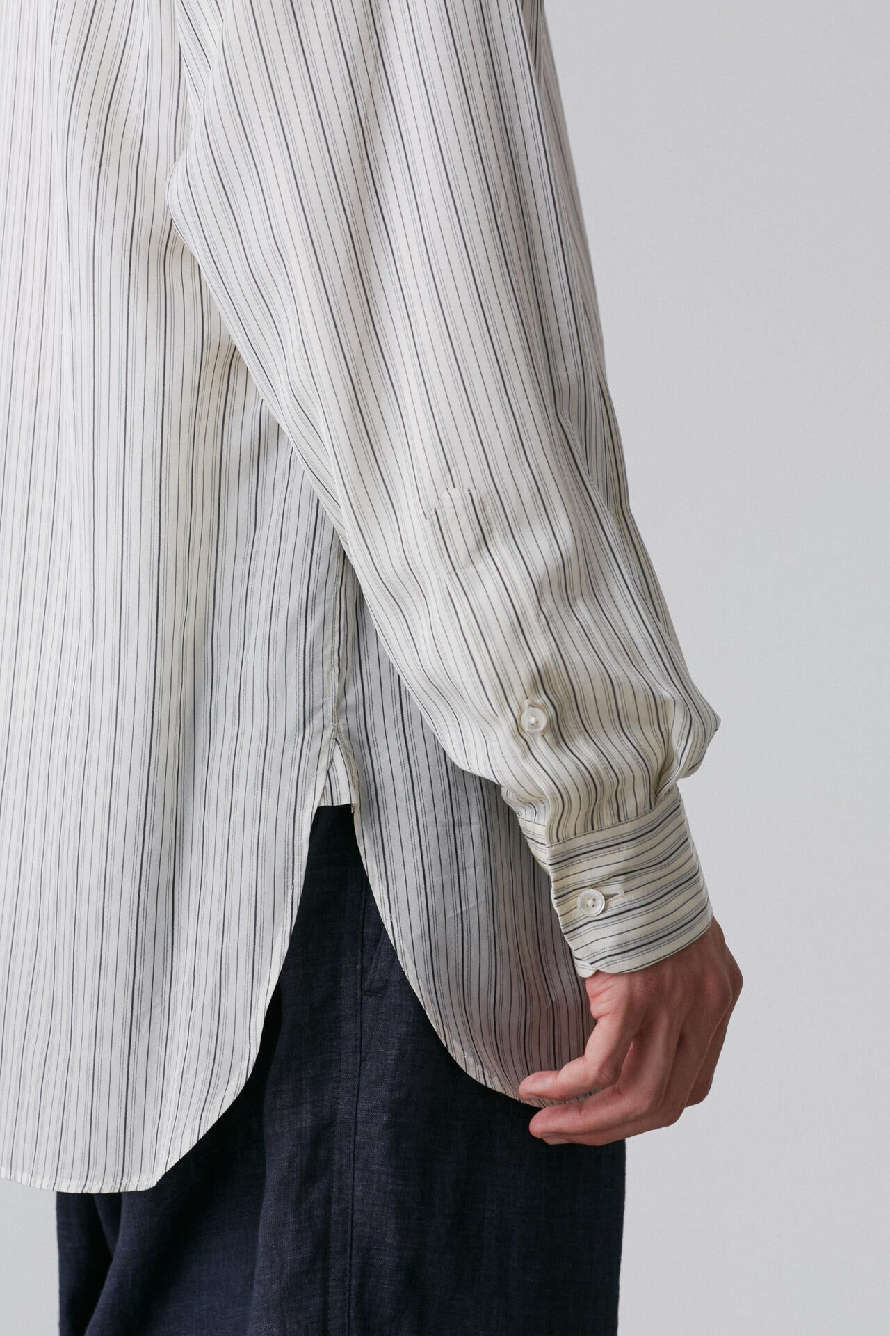YLEVE / ACETATE CUPRA STAND COLLAR SHIRT