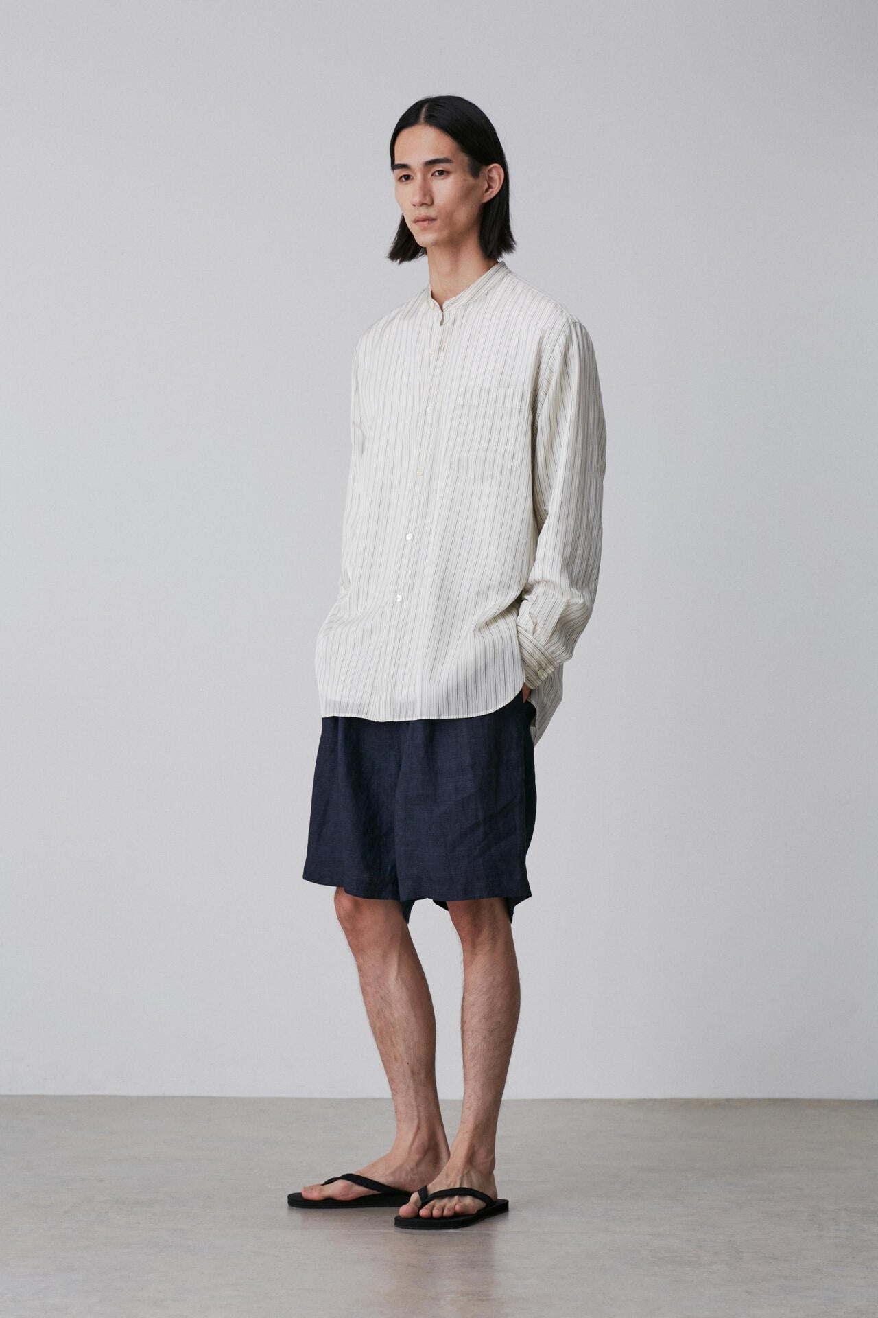 YLEVE / ACETATE CUPRA STAND COLLAR SHIRT