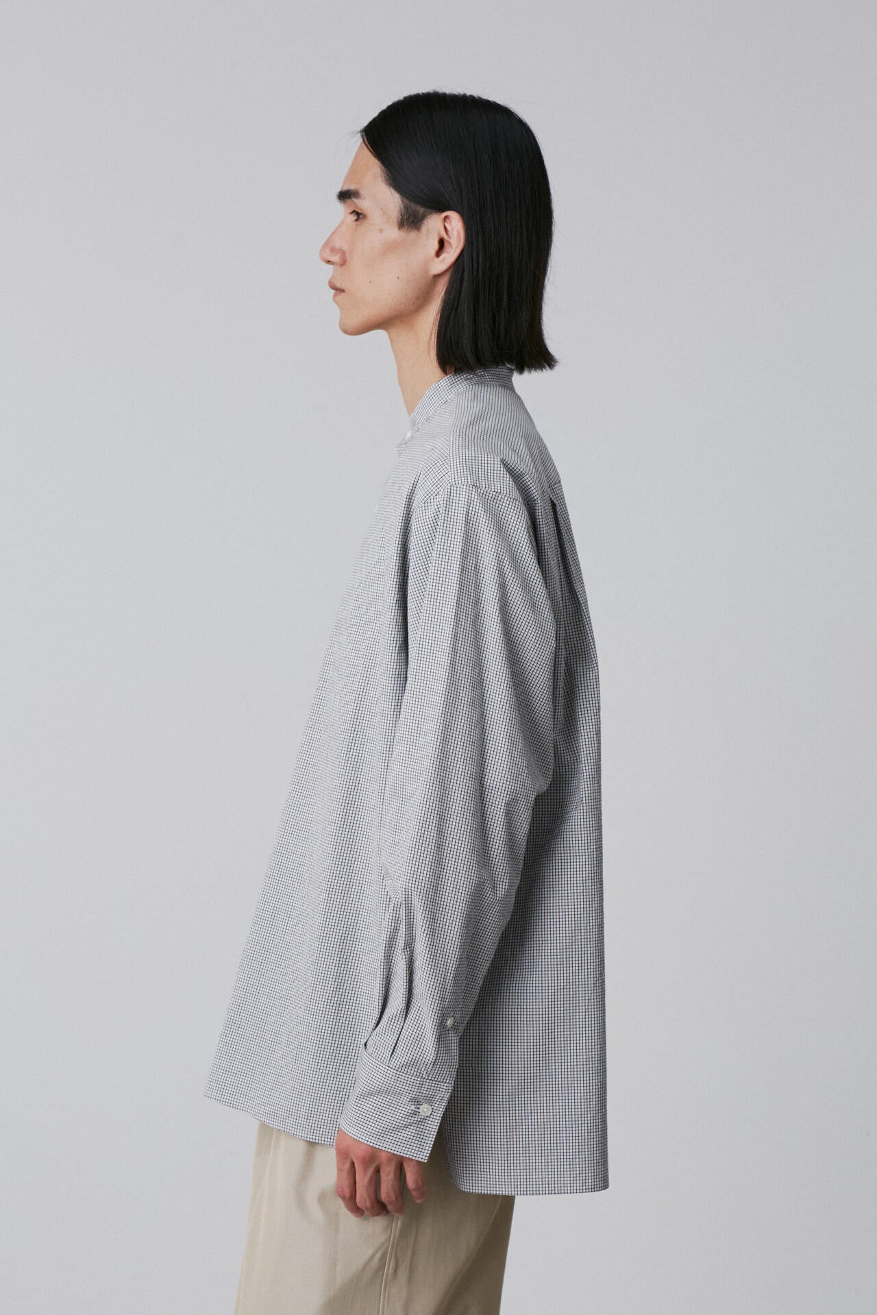 YLEVE / COTTON STRIPE CHECK PULL OVER SHIRT
