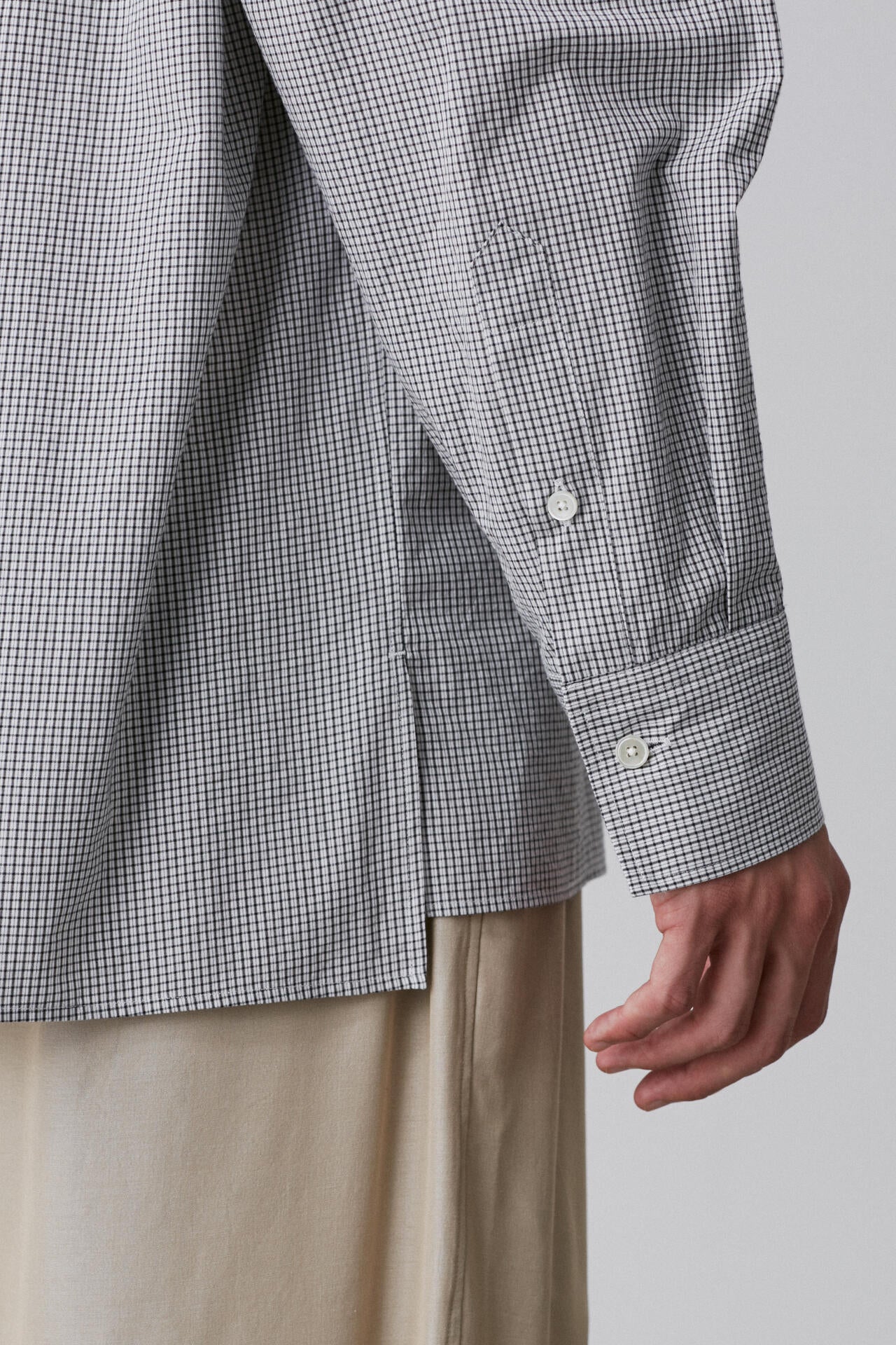 YLEVE / COTTON STRIPE CHECK PULL OVER SHIRT