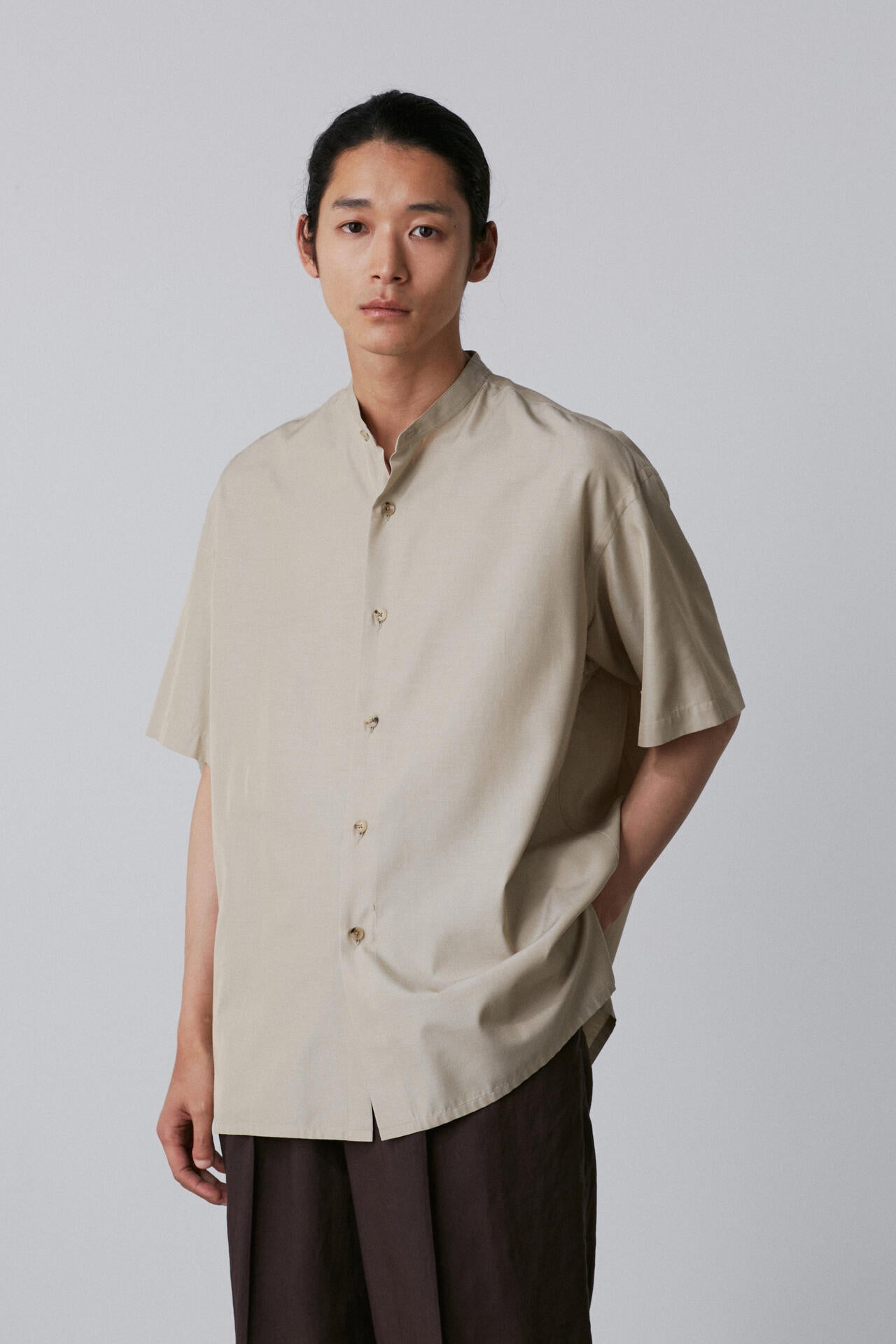 YLEVE / SILK CHAMBRAY SHIRT