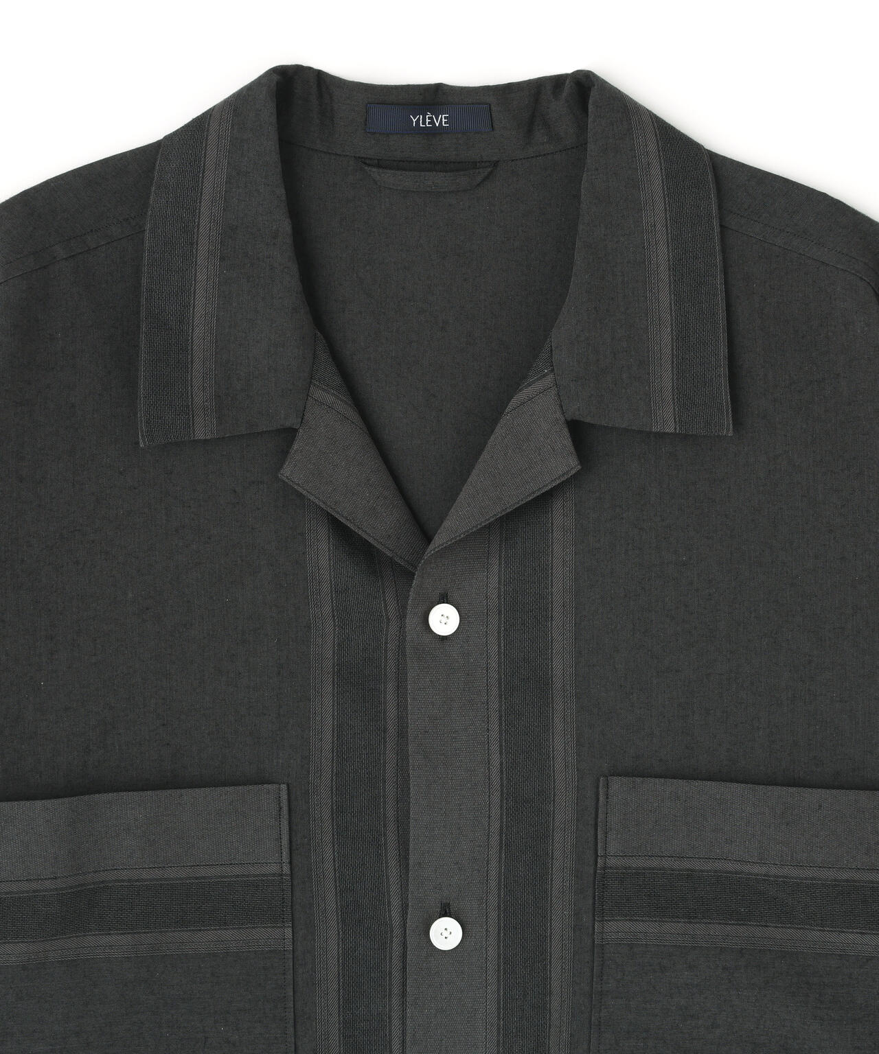 YLÈVE / DOBBY STRIPE CHAMBRAY OPEN COLLAR SHIRT