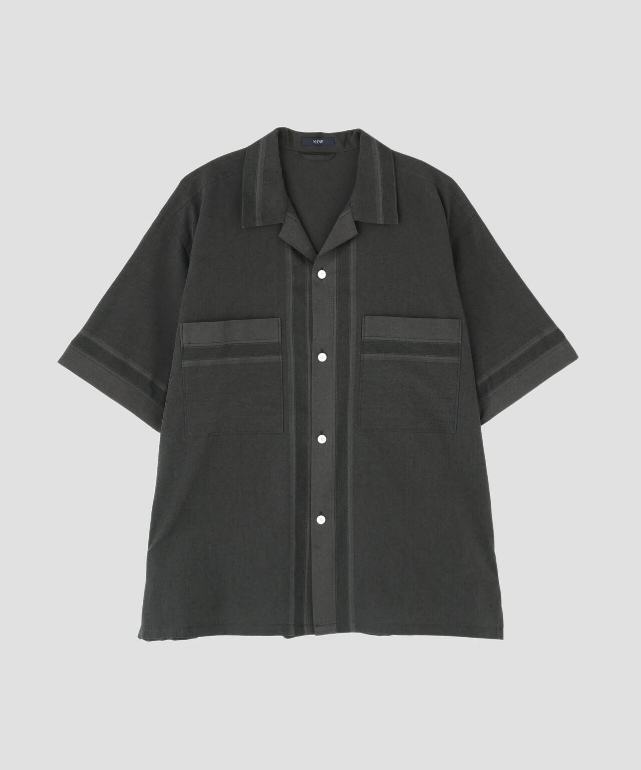 YLÈVE / DOBBY STRIPE CHAMBRAY OPEN COLLAR SHIRT