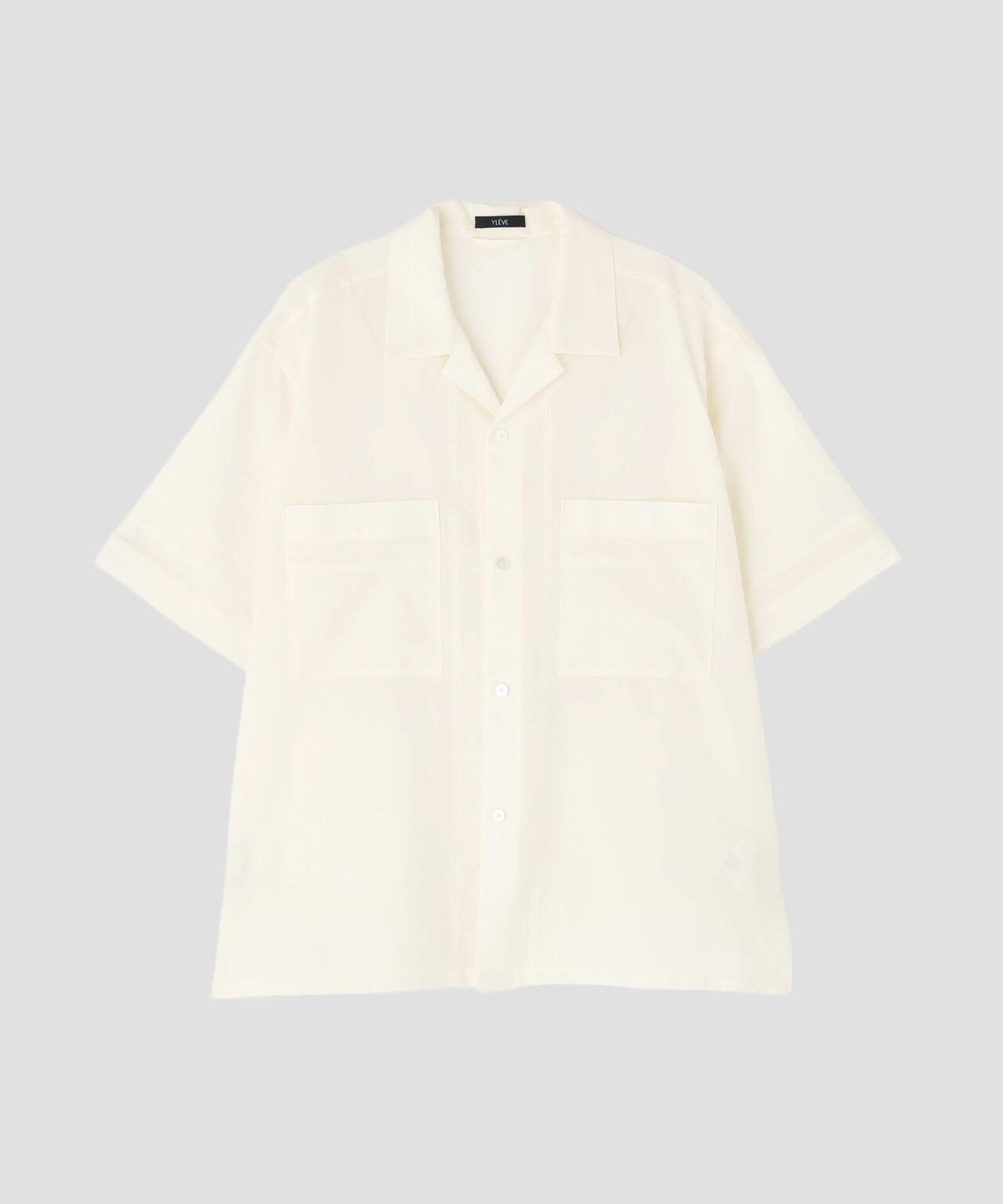 YLÈVE / DOBBY STRIPE CHAMBRAY OPEN COLLAR SHIRT