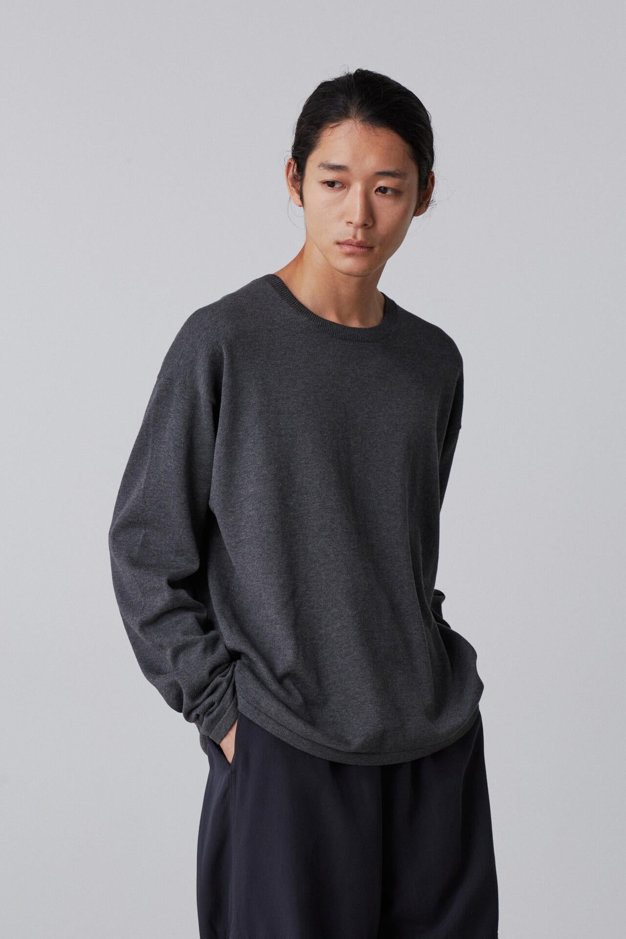 YLEVE / GAS SINGEING COTTON KNIT PULL OVER