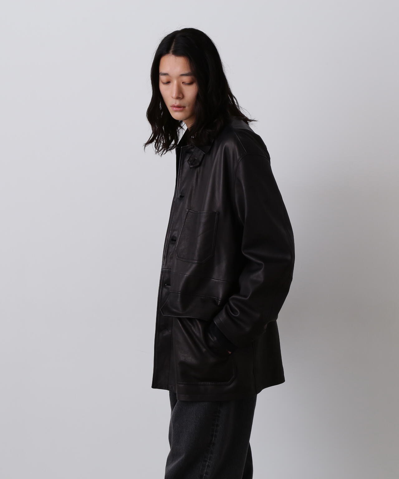 YLEVE / SHEEP LEATHER COVERALL JACKET
