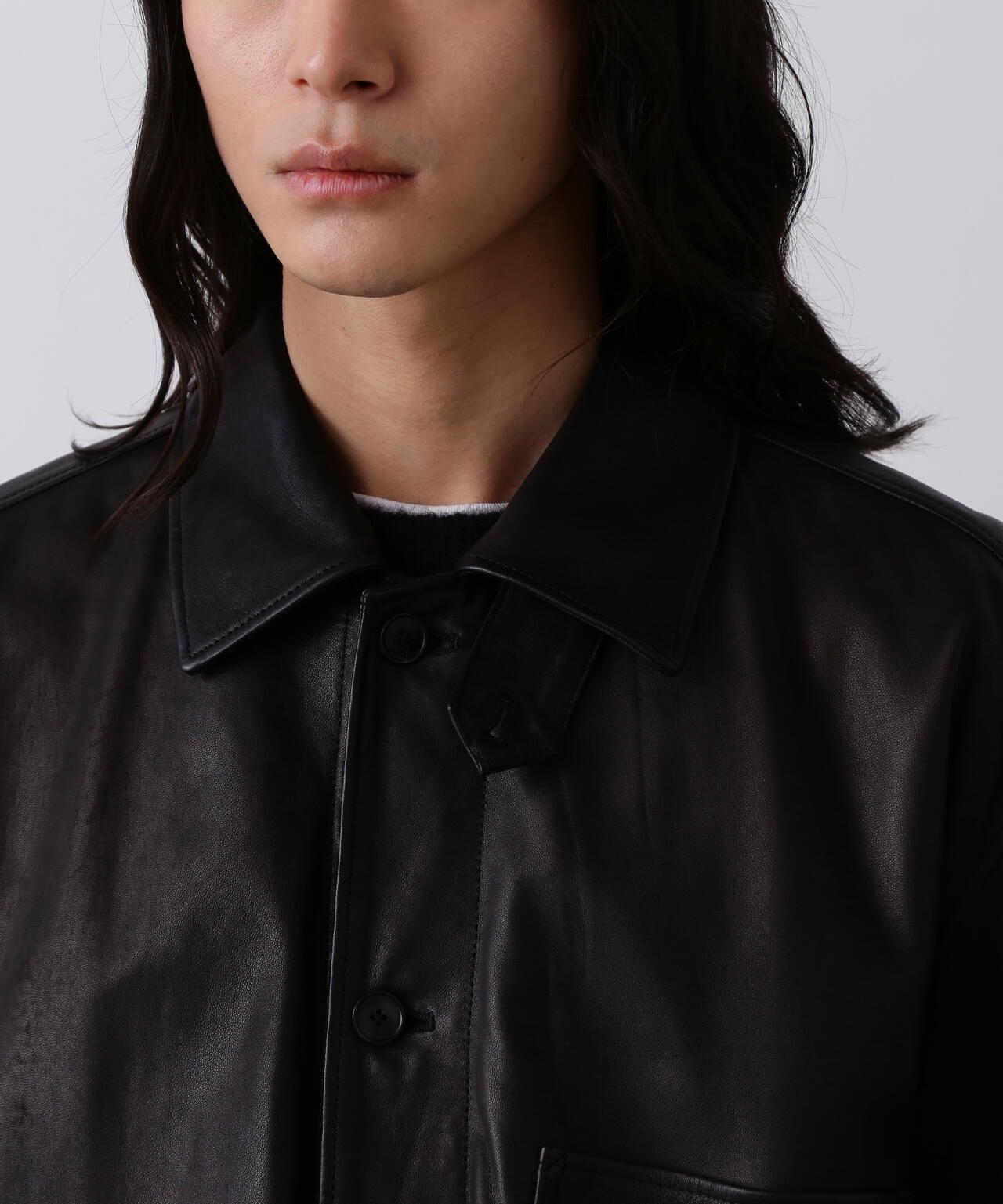 YLEVE / SHEEP LEATHER COVERALL JACKET