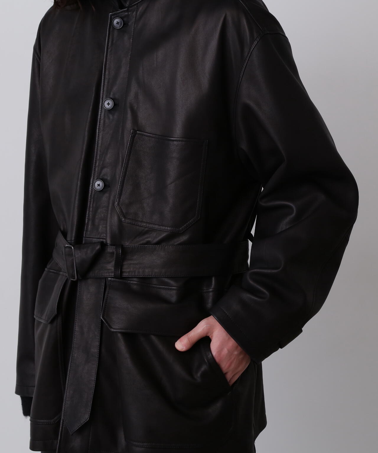 YLEVE / SHEEP LEATHER COVERALL JACKET