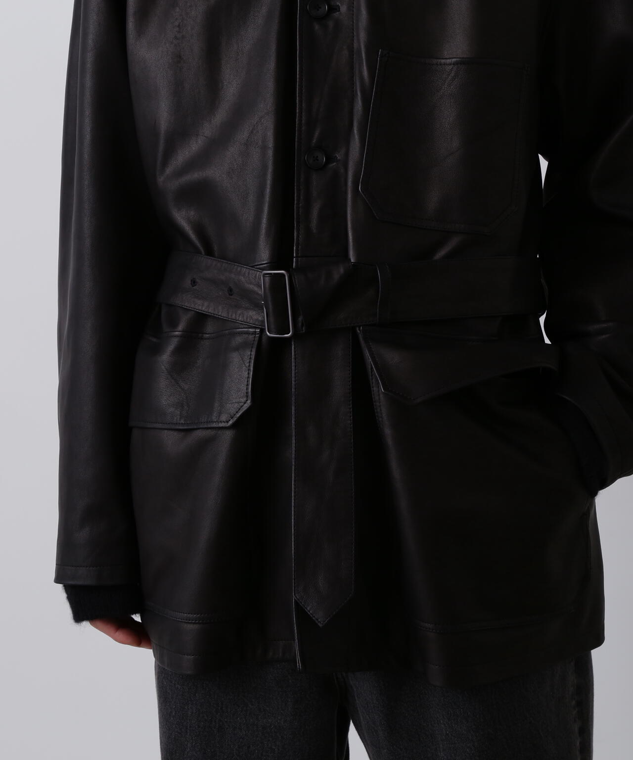 YLEVE / SHEEP LEATHER COVERALL JACKET