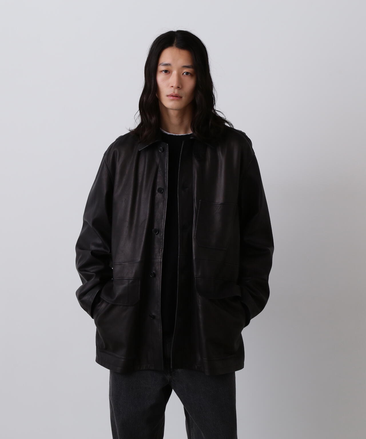 YLEVE / SHEEP LEATHER COVERALL JACKET