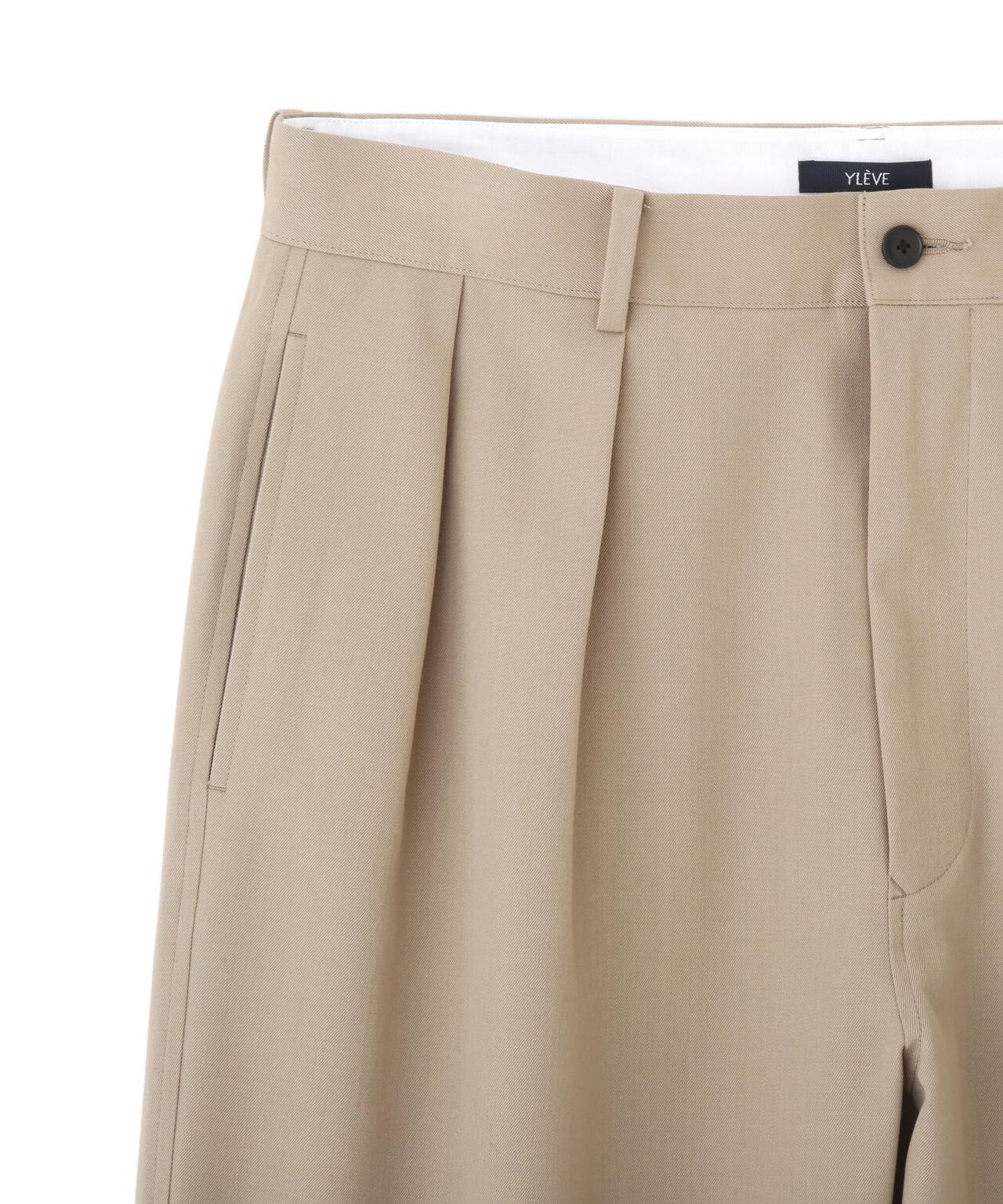 YLÈVE / MERINO WOOL TWILL 2 TUCK TROUSERS