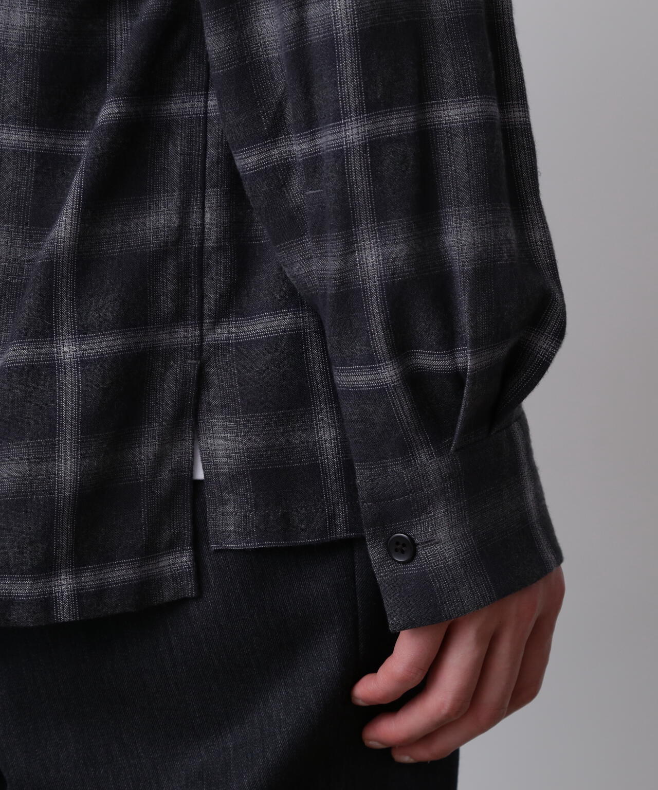 YLÈVE / BRUSHED RAYON CHECK OPEN/COLLAR SHIRT