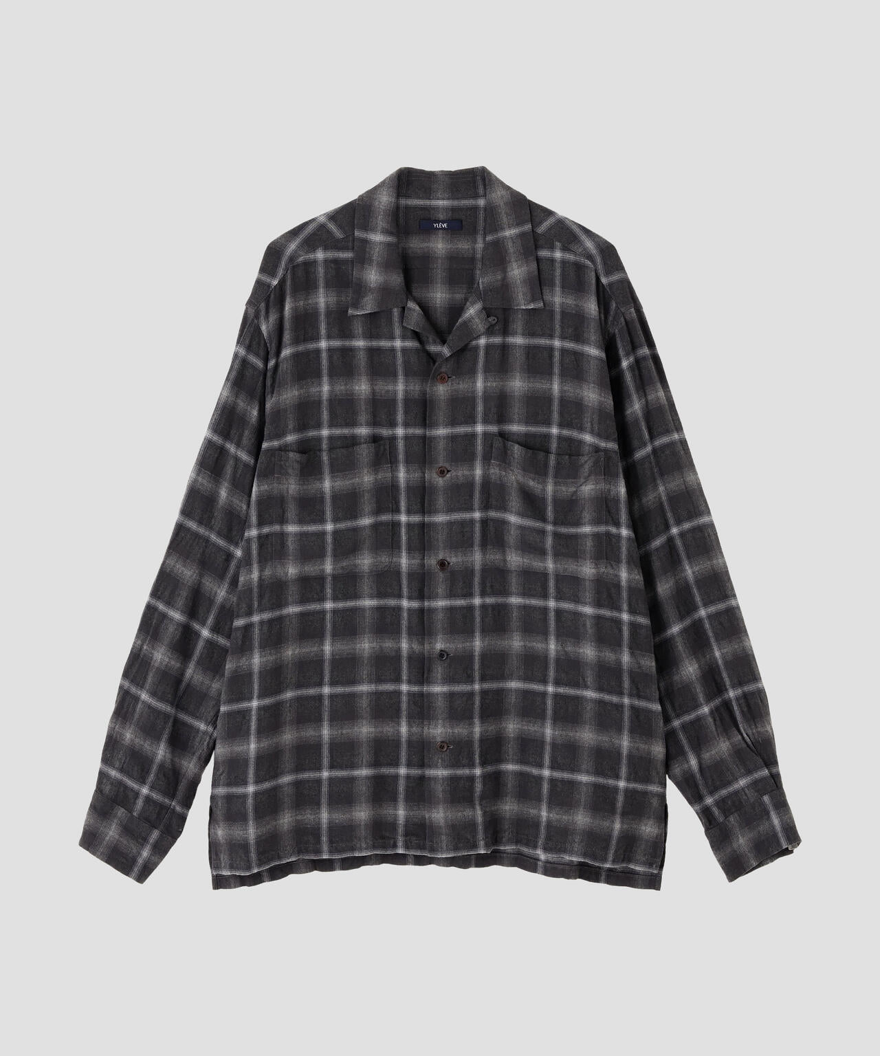 YLÈVE / BRUSHED RAYON CHECK OPEN/COLLAR SHIRT