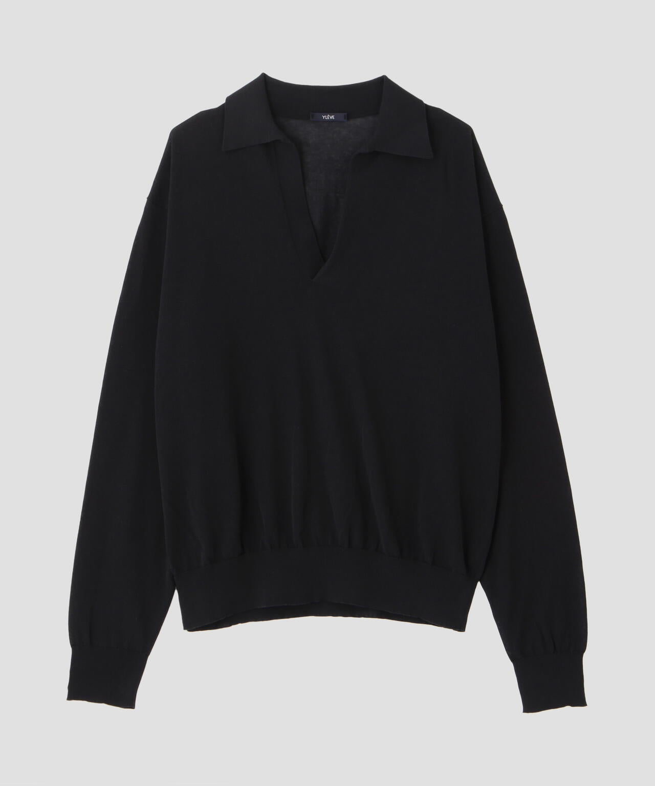 YLÈVE / SHEER RIB KNIT SKIPPER POLO