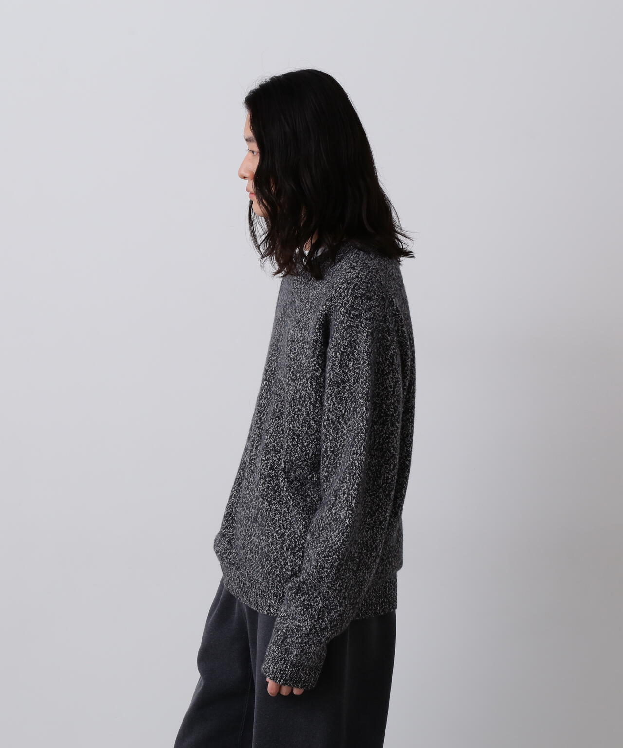 YLÈVE / WOOL CASHMERE MELANGE KNIT V NECK PULL OVER