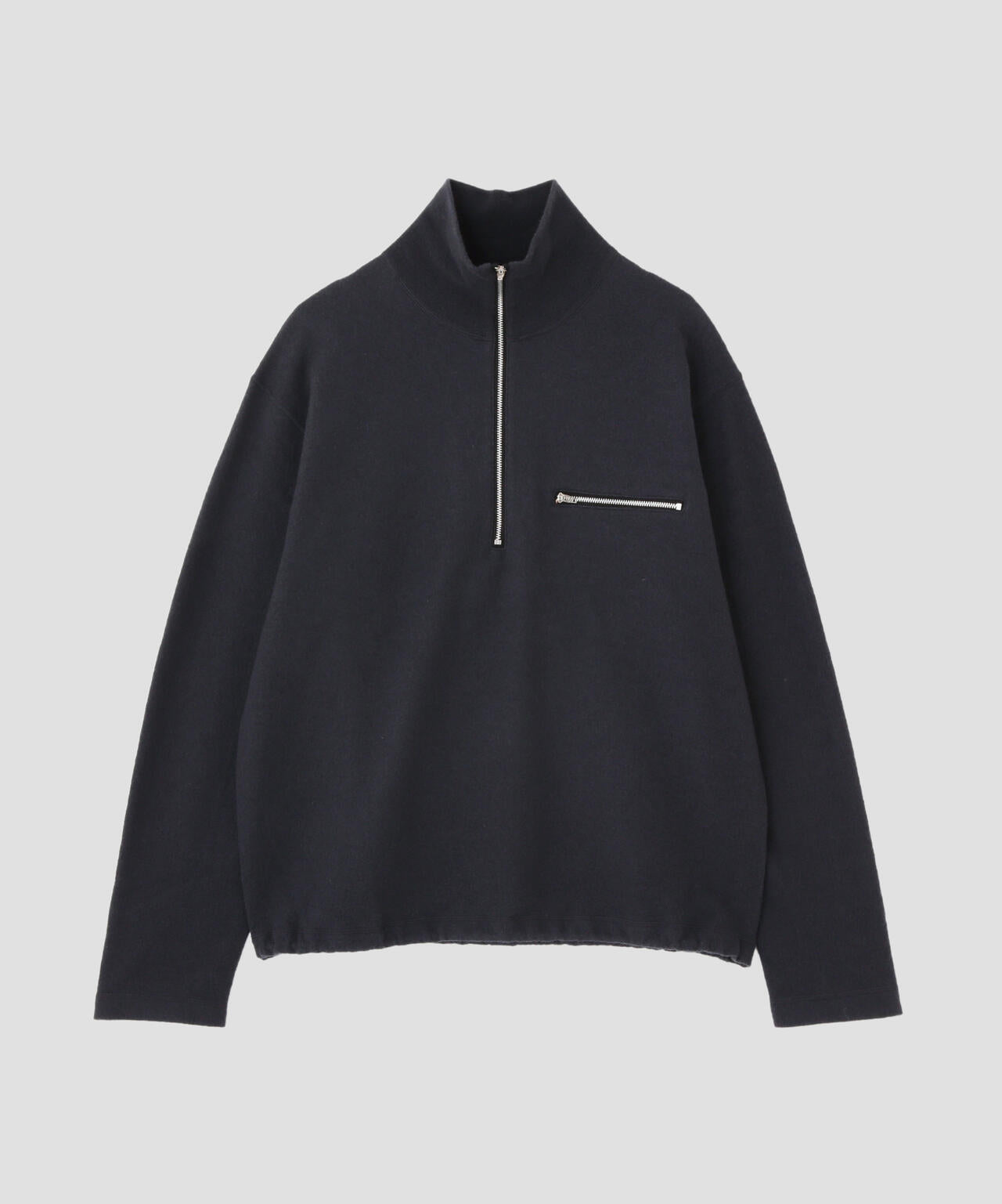 YLÈVE / ULTRAFINE MERINO MILLED WOOL KNIT HALF ZIP PULL OVER