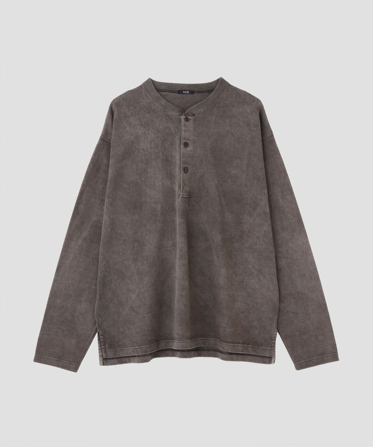YLEVE / OPEN END COTTON PIGMENT DYE HENRY NECK PULL OVER