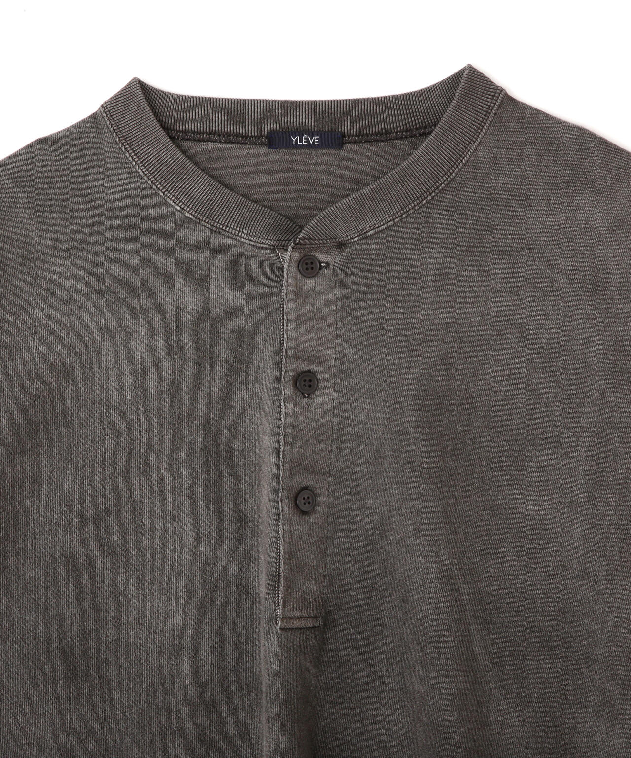 YLEVE / OPEN END COTTON PIGMENT DYE HENRY NECK PULL OVER
