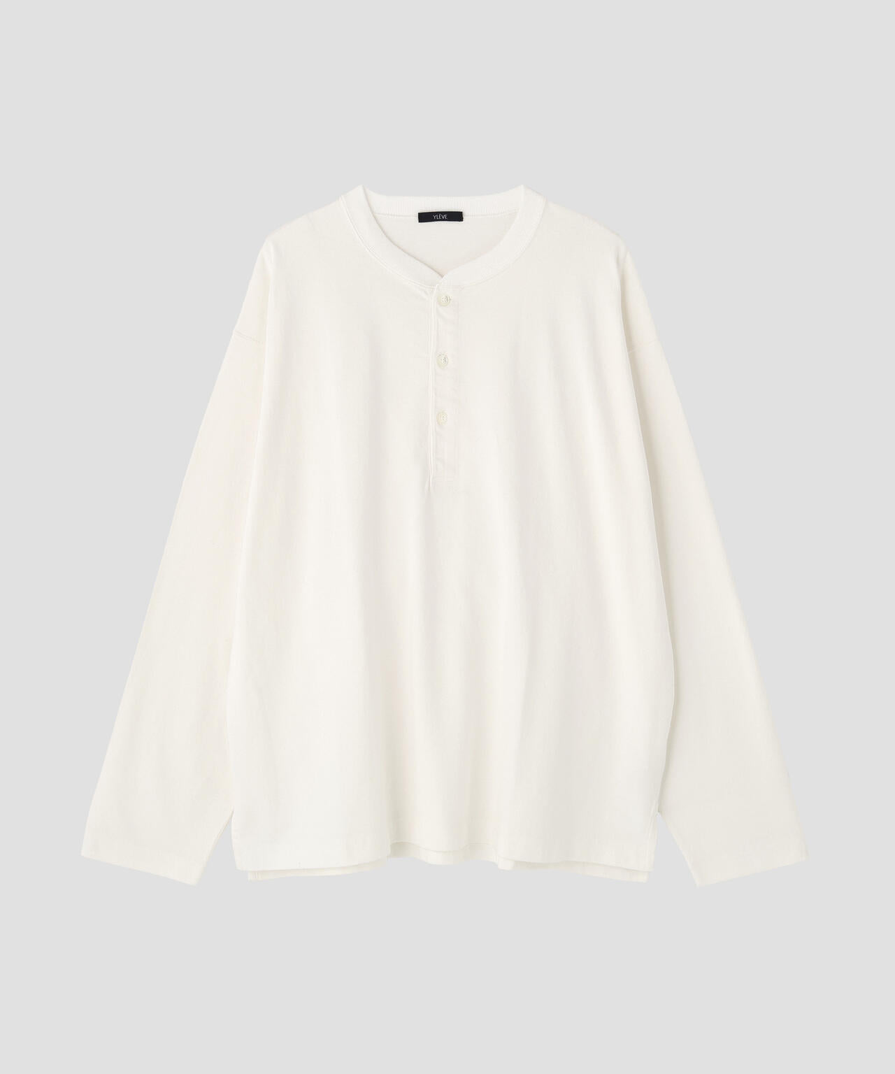 YLEVE / OPEN END COTTON PIGMENT DYE HENRY NECK PULL OVER