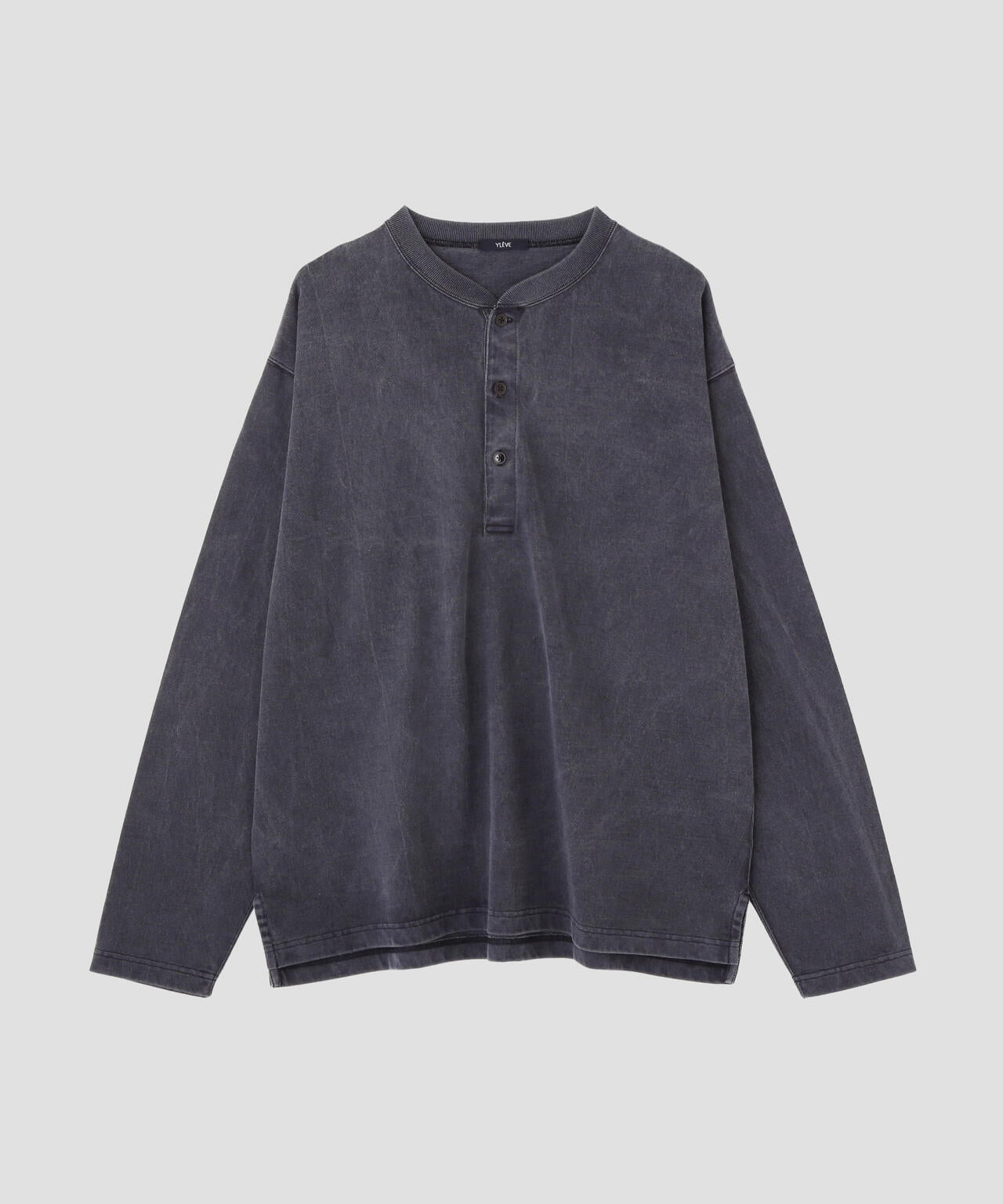 YLEVE / OPEN END COTTON PIGMENT DYE HENRY NECK PULL OVER