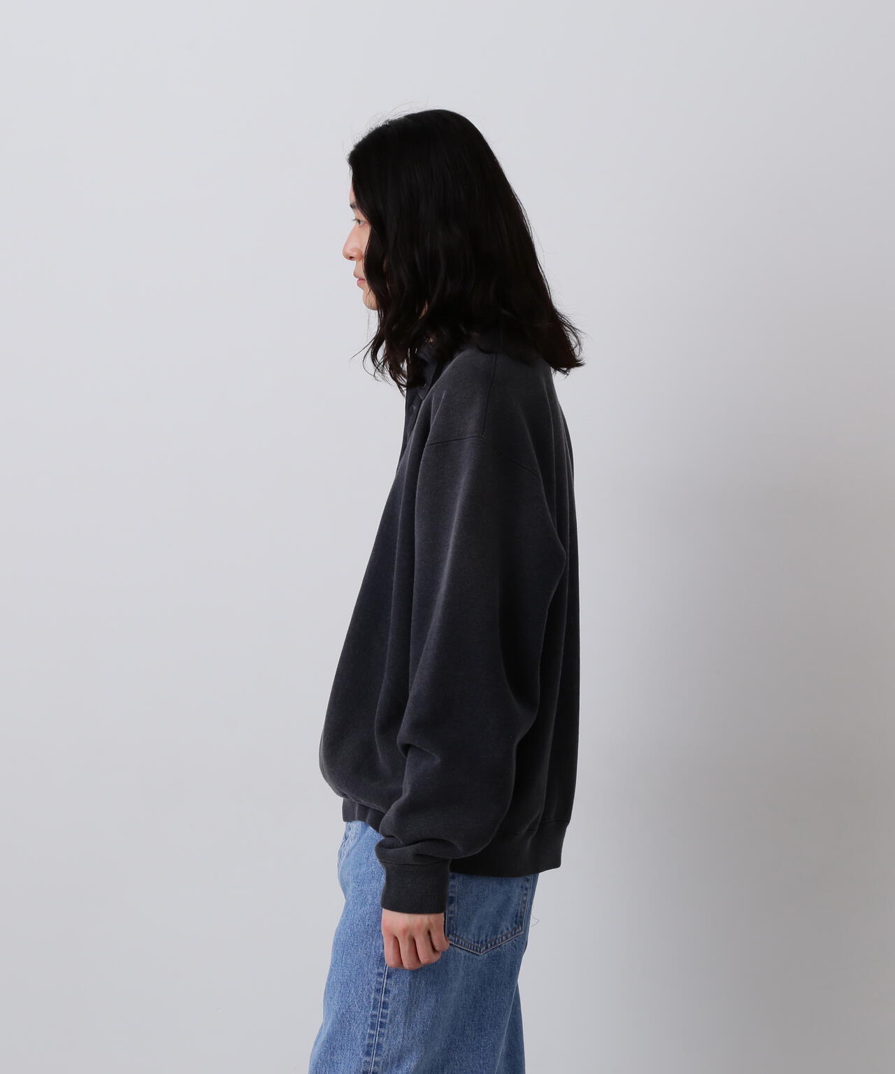 YLÈVE / HEAVY WEIGHT FLEECE BLEACH SNAP PULL OVER