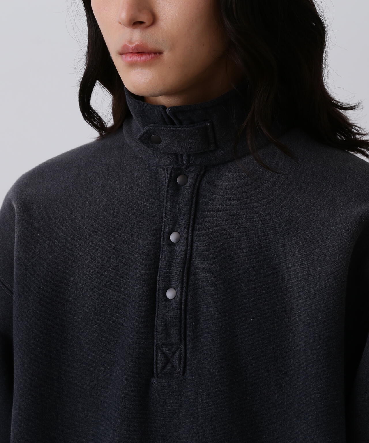 YLÈVE / HEAVY WEIGHT FLEECE BLEACH SNAP PULL OVER
