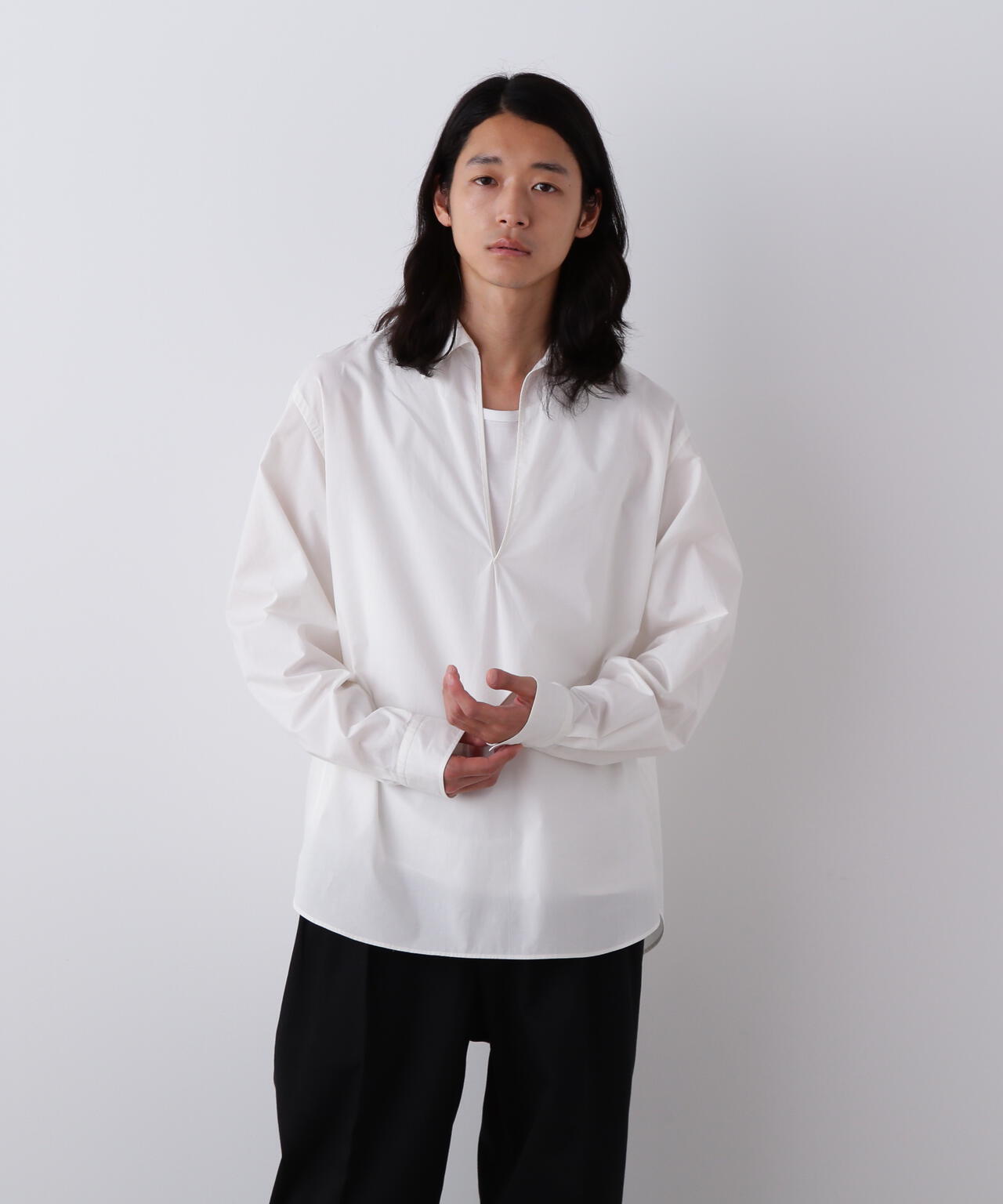 YLEVE / COTTON SILK TYPEWRITER SKIPPER SHIRT