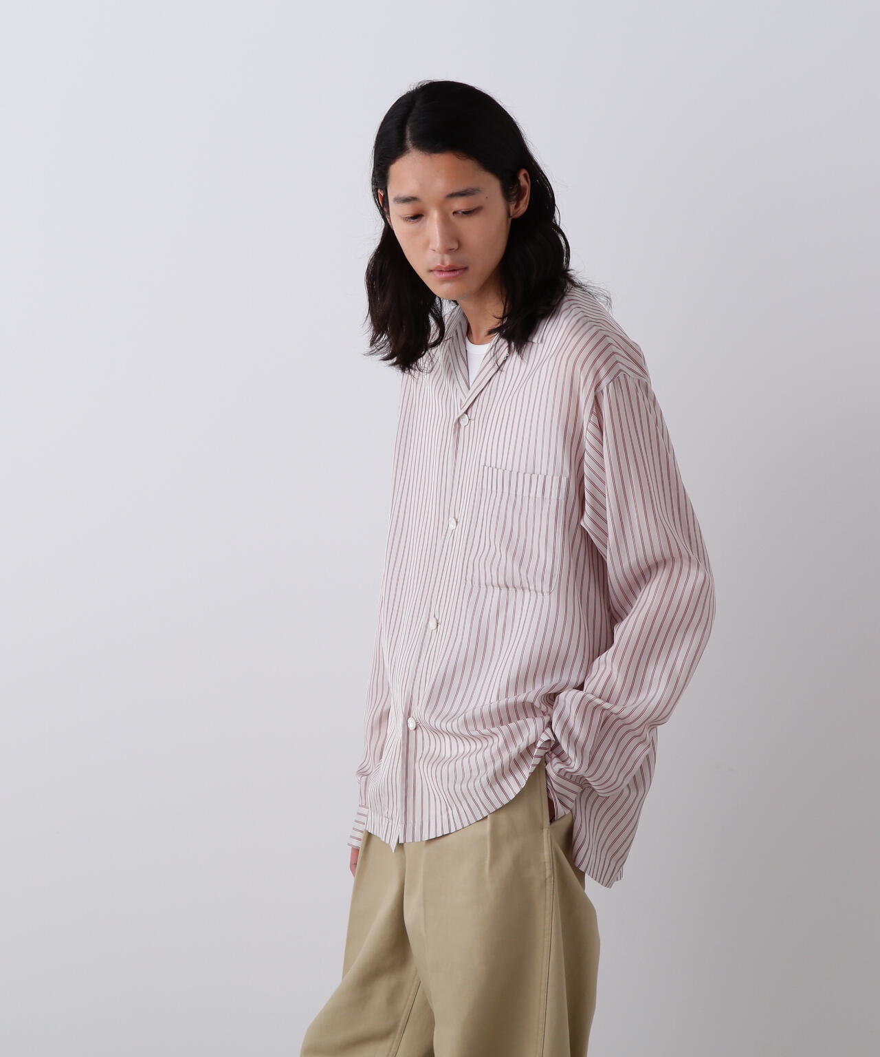 YLEVE / ACETATE CUPRA STRIPE PAJAMA SHIRT