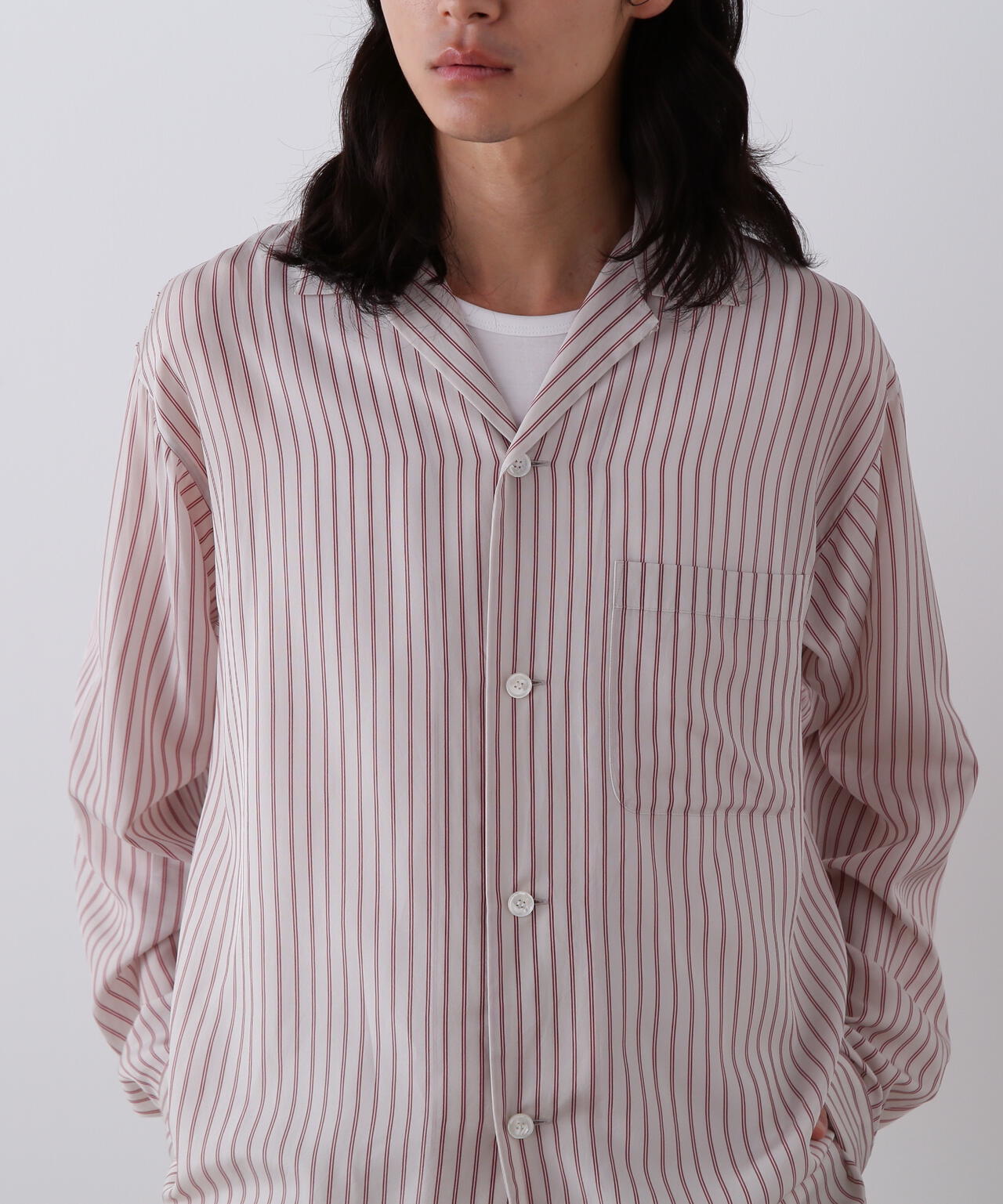 YLEVE / ACETATE CUPRA STRIPE PAJAMA SHIRT