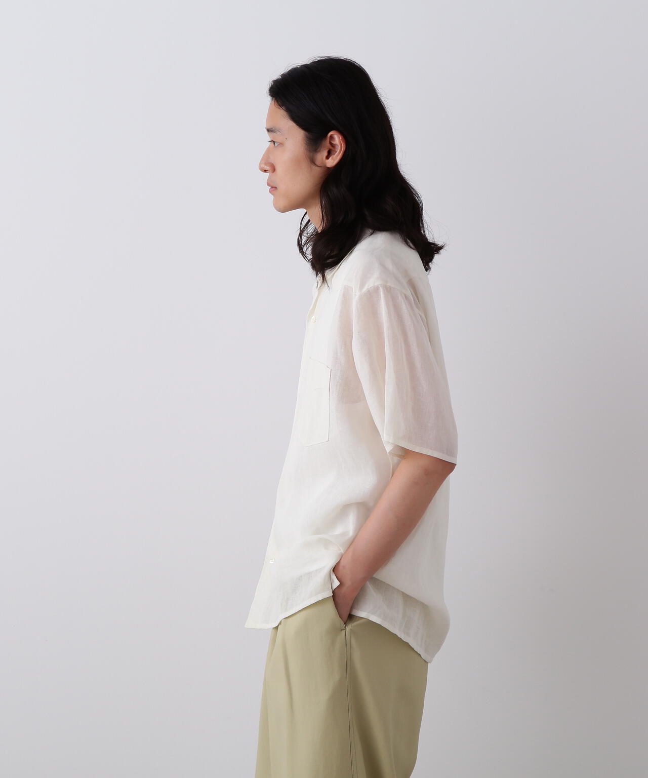 YLEVE / COTTON RAMIE VOILE HAND STITCH SHIRT