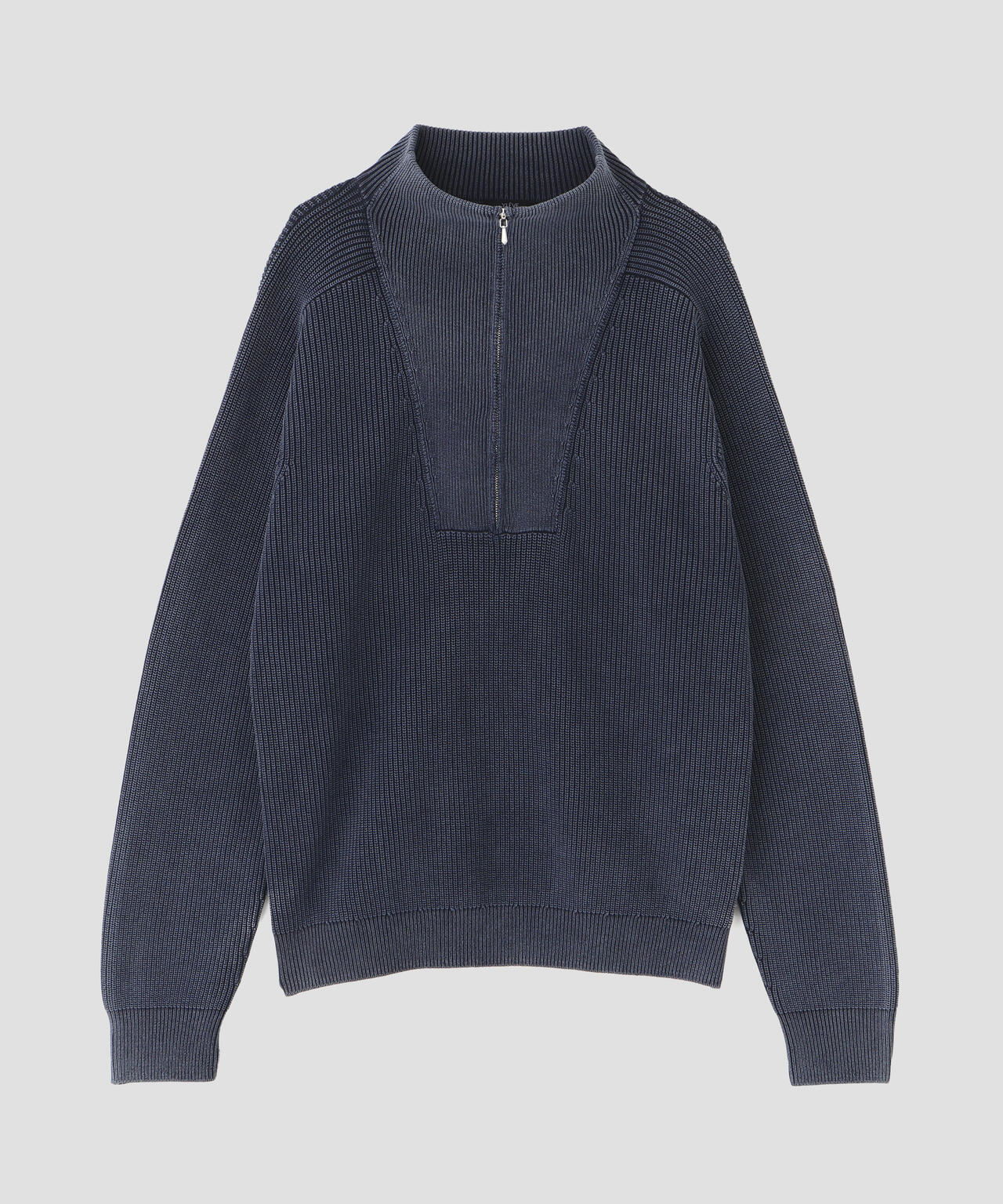 YLEVE / FADED STONEWASH KNIT ZIP PULLOVER