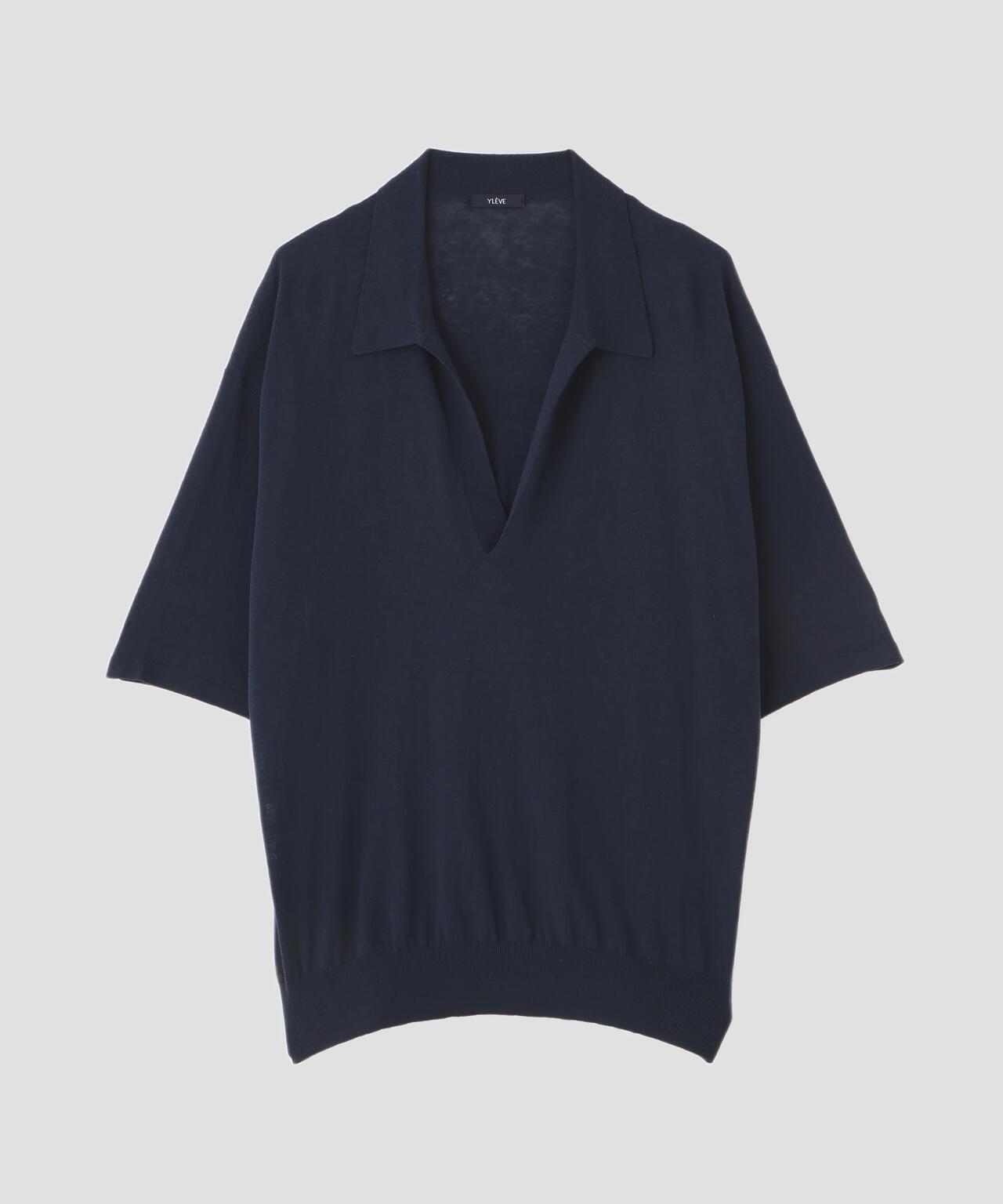 YLEVE / COTTON LINEN KNIT SKIPPER POLO