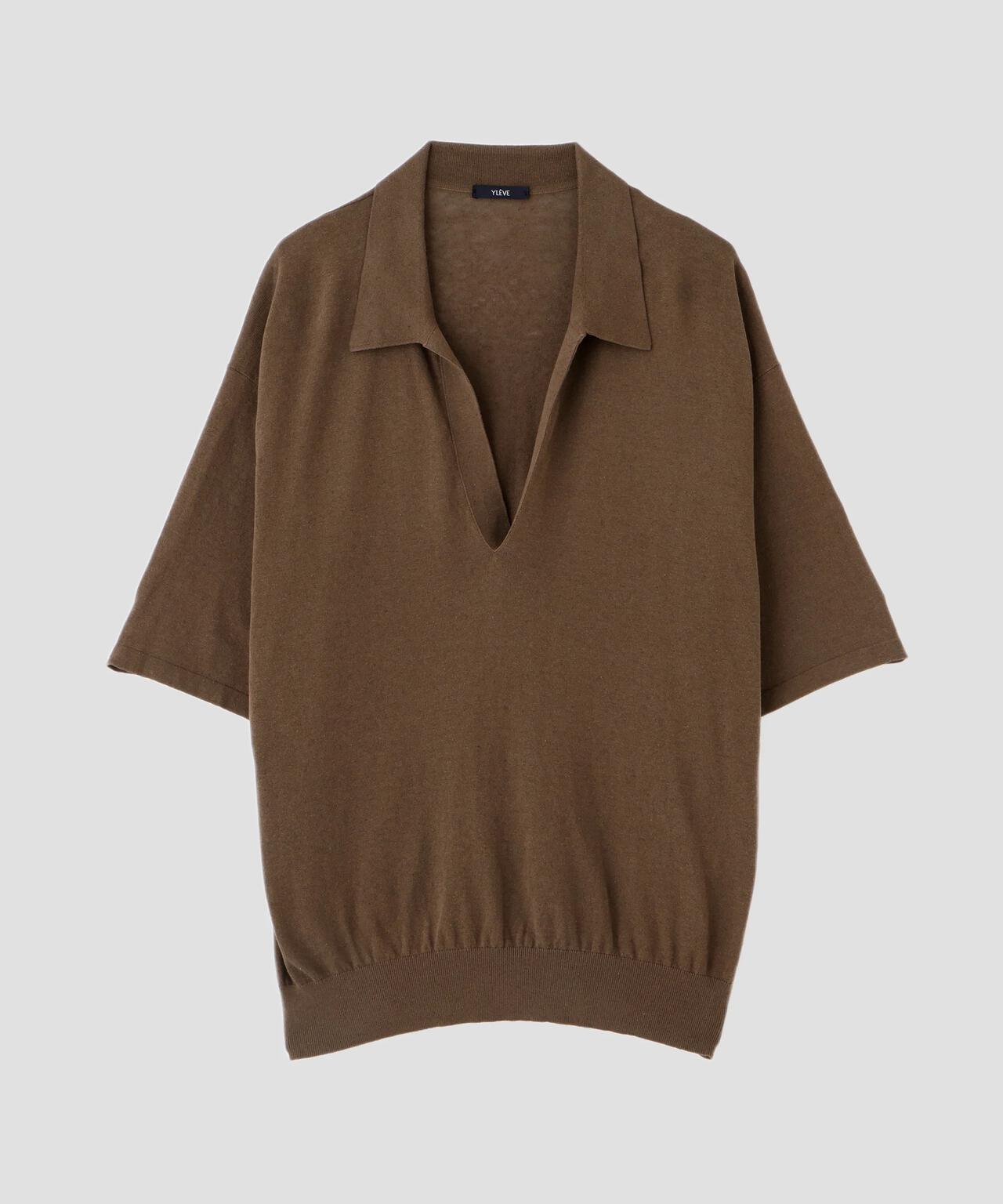 YLEVE / COTTON LINEN KNIT SKIPPER POLO