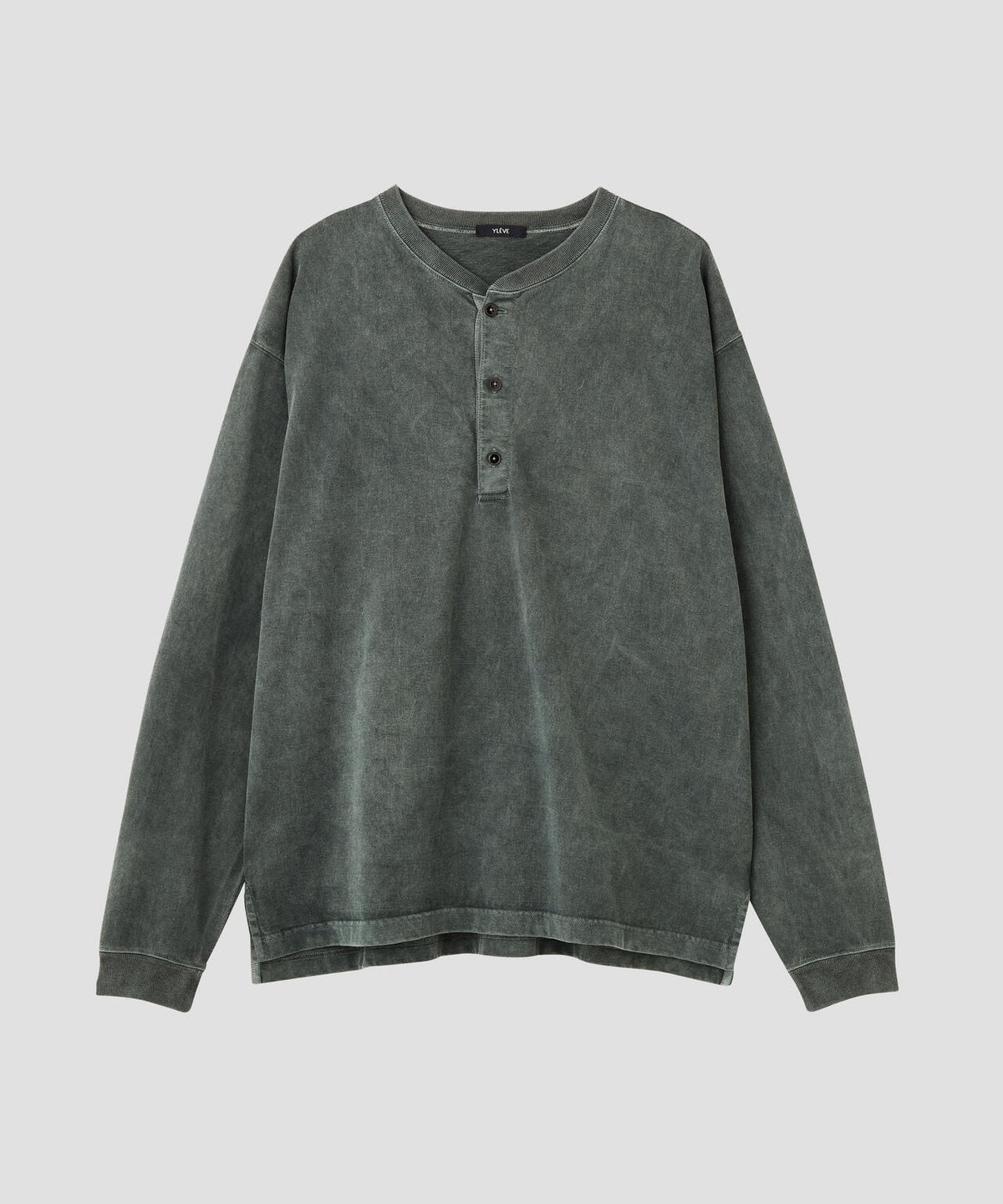 YLEVE / PIGMENT DYED COTTON HENRY NECK LONG-SLEEVE T