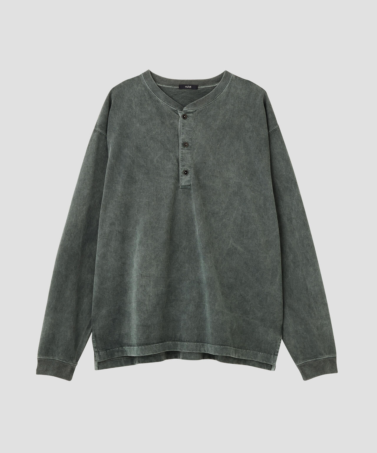 YLEVE / PIGMENT DYED COTTON HENRY NECK LONG-SLEEVE T