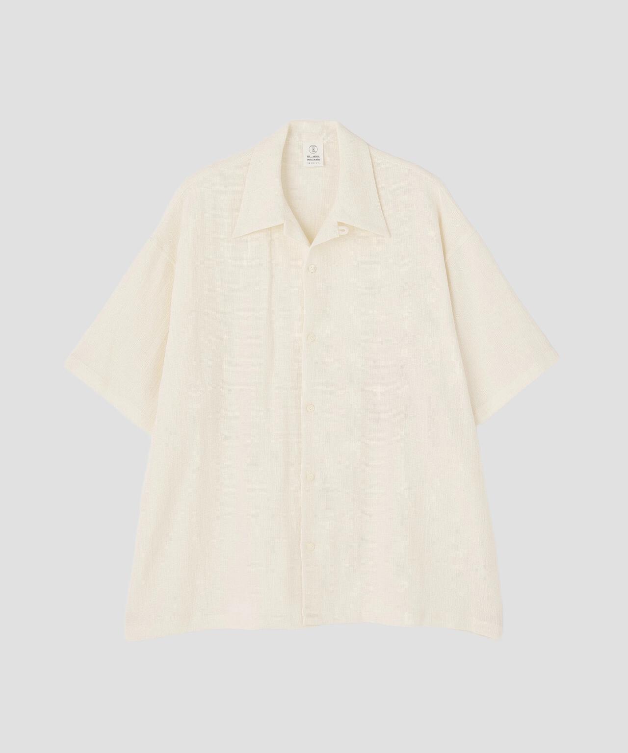 THE LIBRARY / LINEN COTTON OPEN COLLAR SHIRT