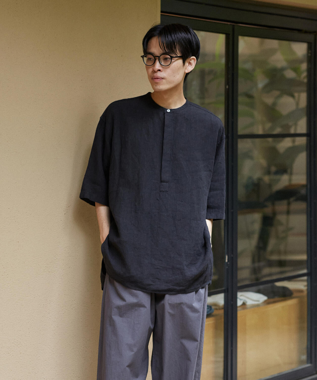 THE LIBRARY / LINEN PULL OVER SHIRT