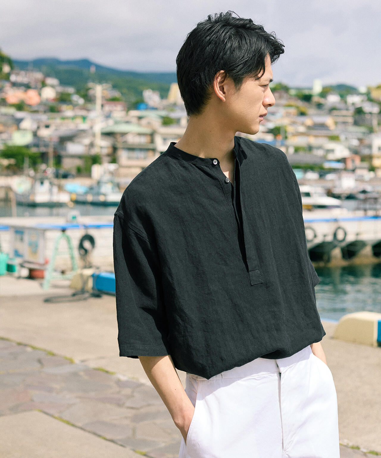 THE LIBRARY / LINEN PULL OVER SHIRT