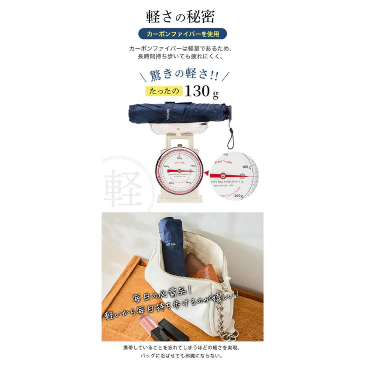 NEW極軽カーボン UVブロック 50cm 晴雨兼用