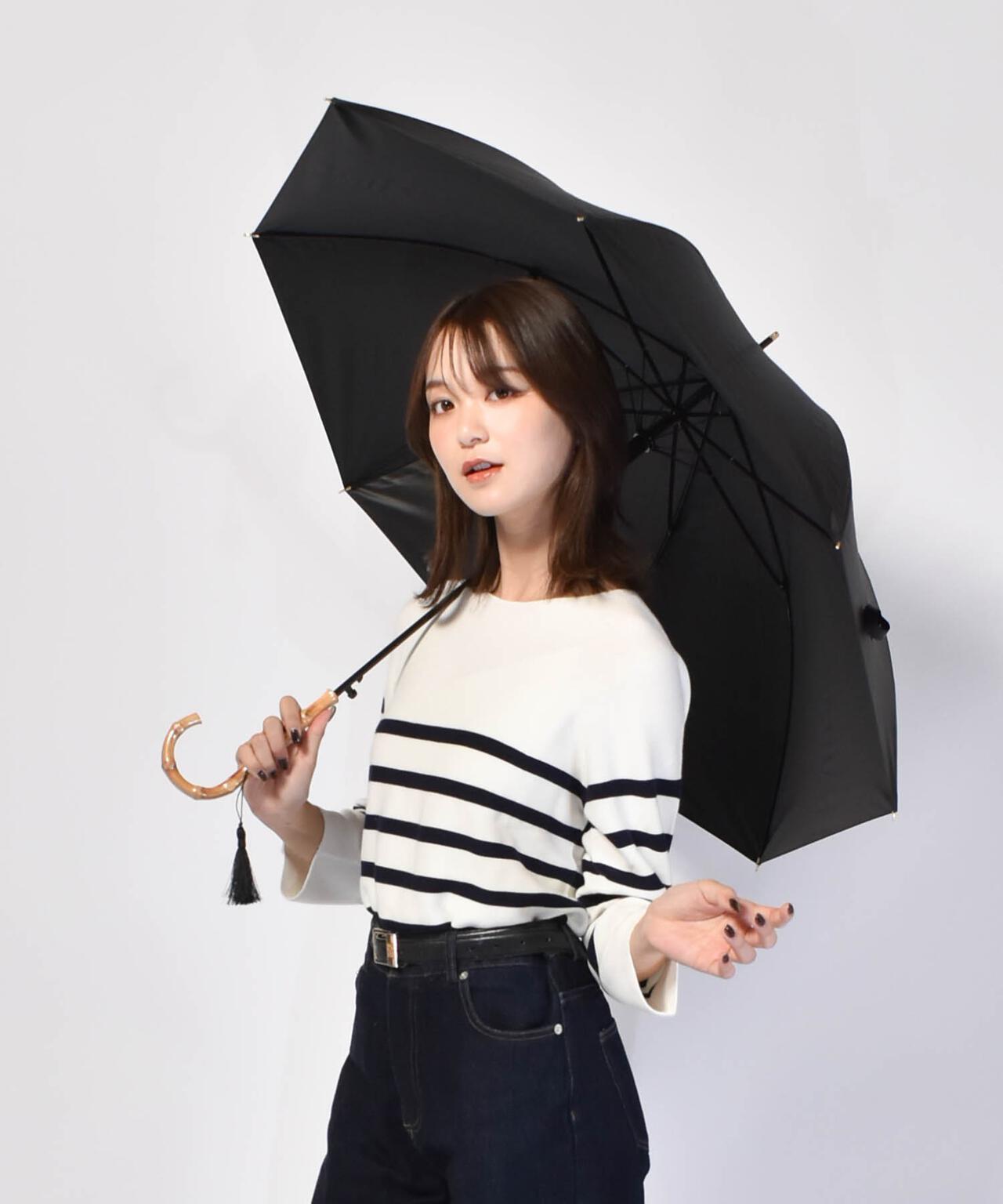 サンシェイドロング竹手元 55cm 晴雨兼用傘 日傘 雨傘