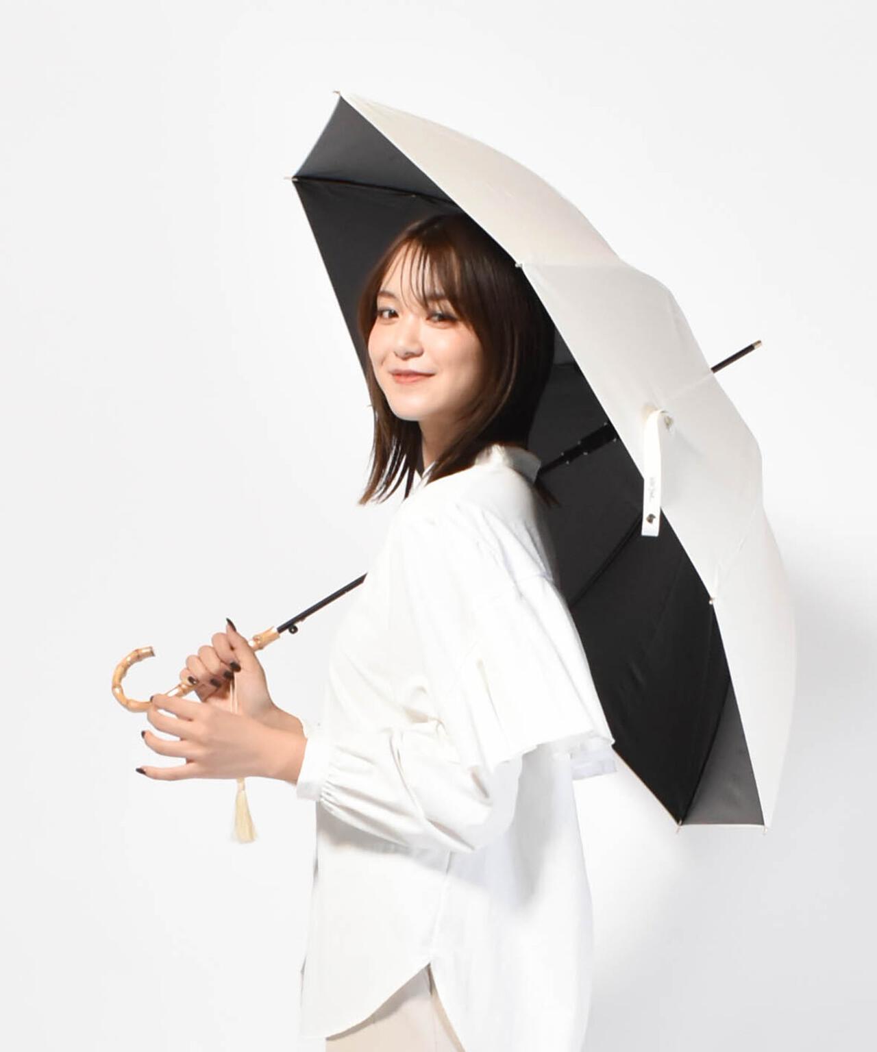 サンシェイドロング竹手元 55cm 晴雨兼用傘 日傘 雨傘