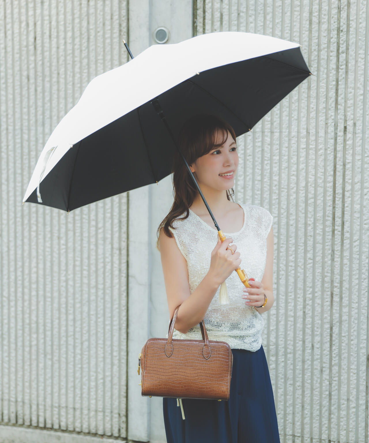 サンシェイドロング竹手元 55cm 晴雨兼用傘 日傘 雨傘