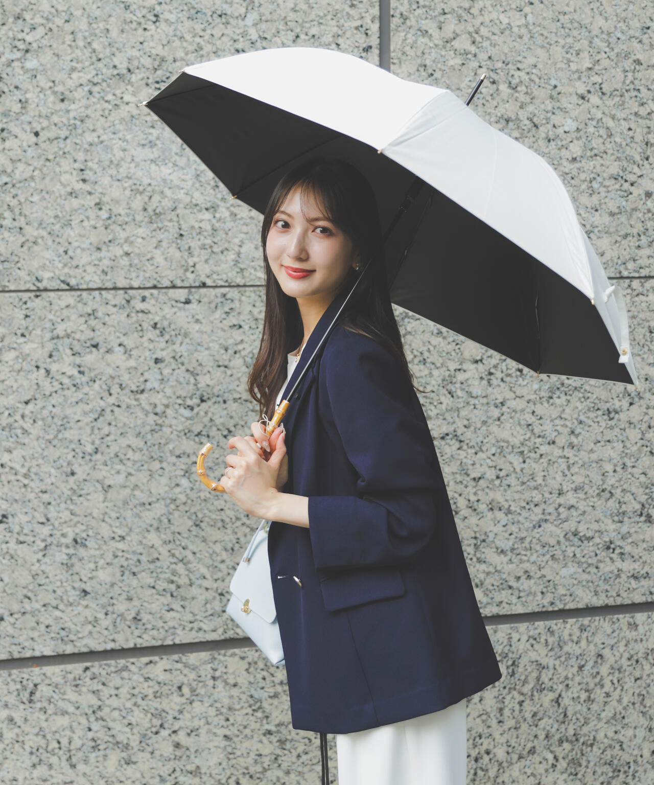 サンシェイドロング竹手元 55cm 晴雨兼用傘 日傘 雨傘