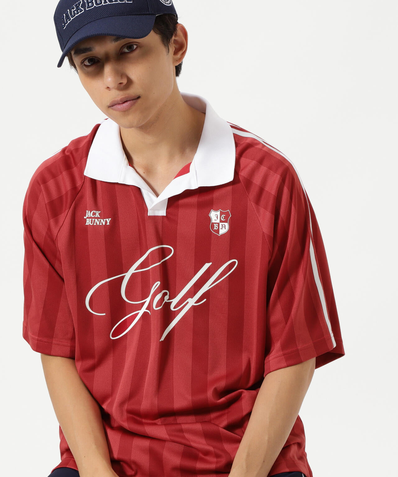 ストライプJQ半袖ポロシャツ